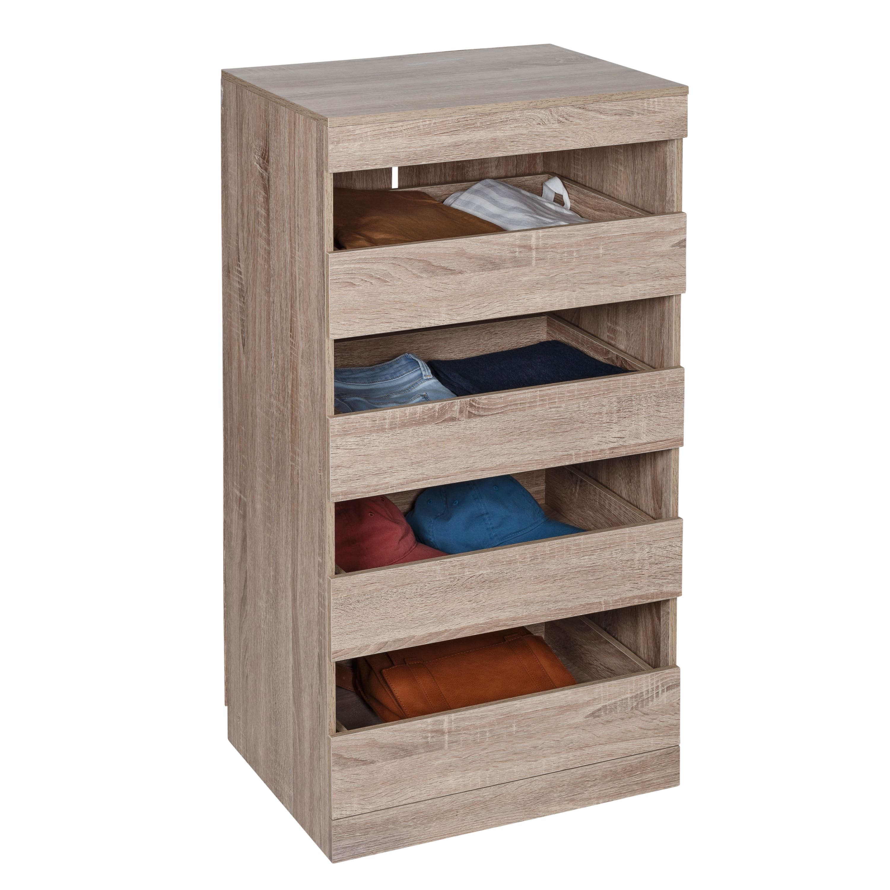 Honey Can Do Brown Tall & Narrow Stackable Storage Drawers with Wood Finish