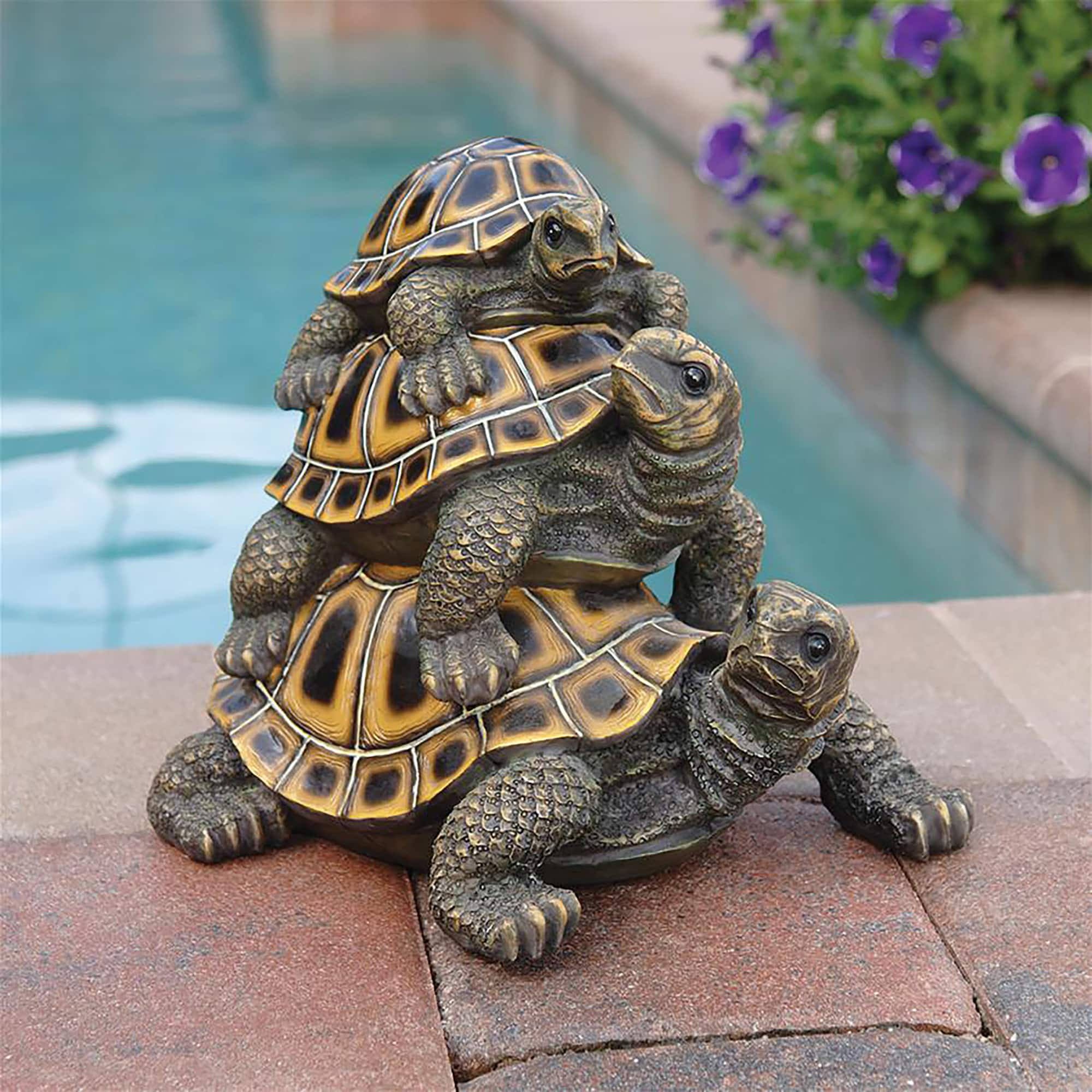 Design Toscano 9.5&#x22; Three&#x27;s a Crowd Stacked Turtle Statue