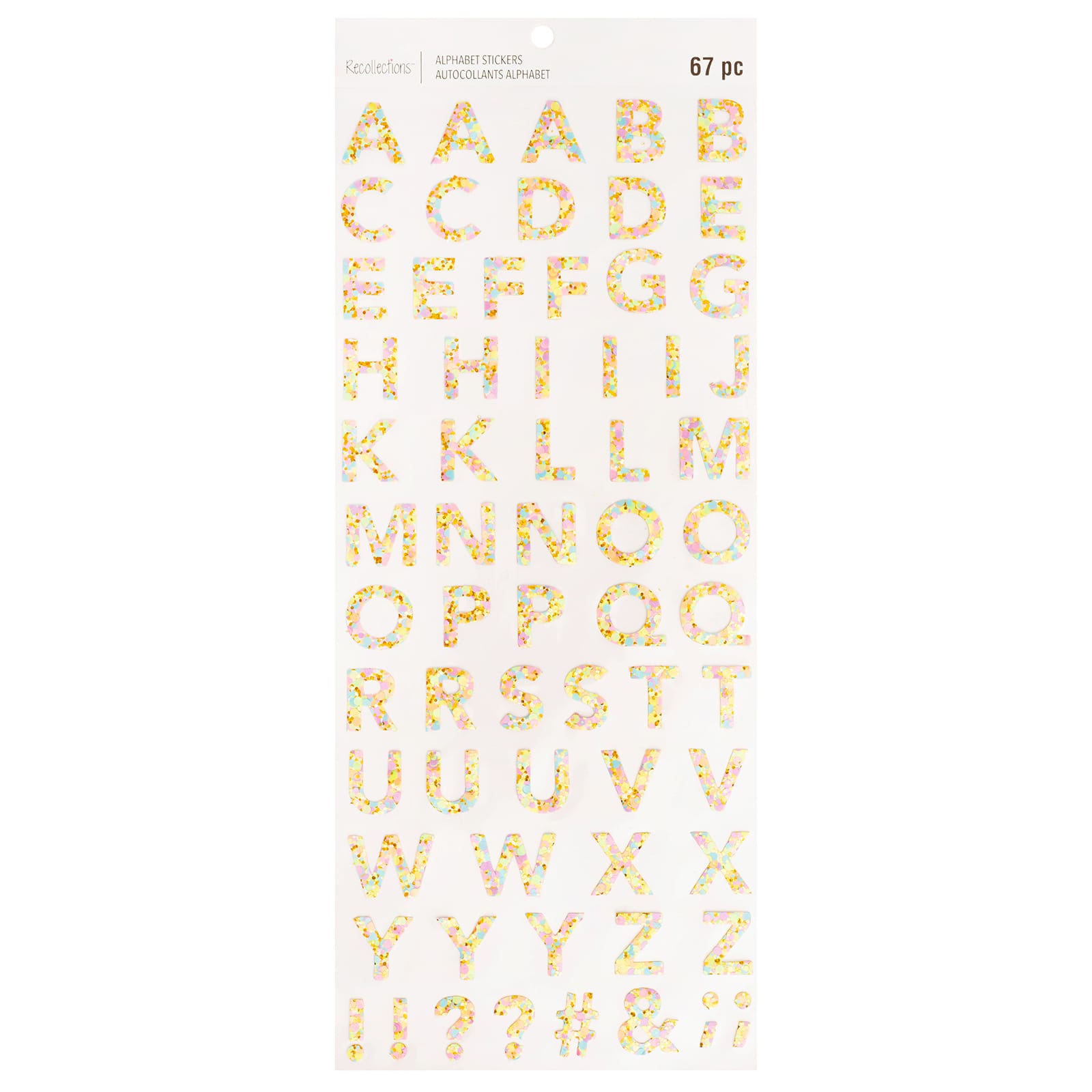 Autocollants de lettres de l’alphabet à secouer à confetti lumineux de Recollections