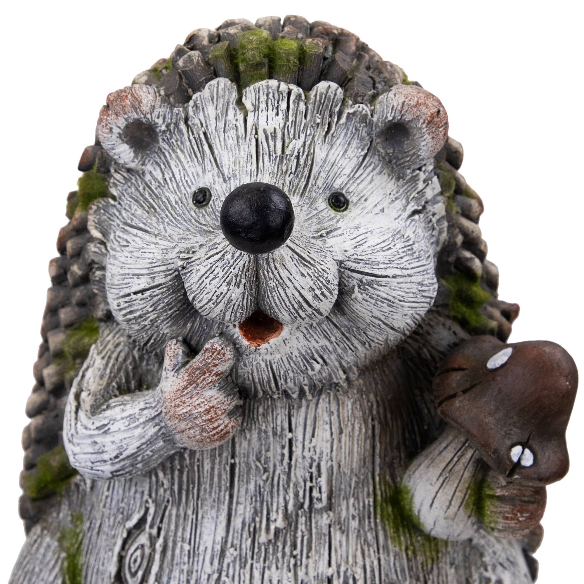 8.5" Hedgehog with Mushroom Outdoor Garden Statue