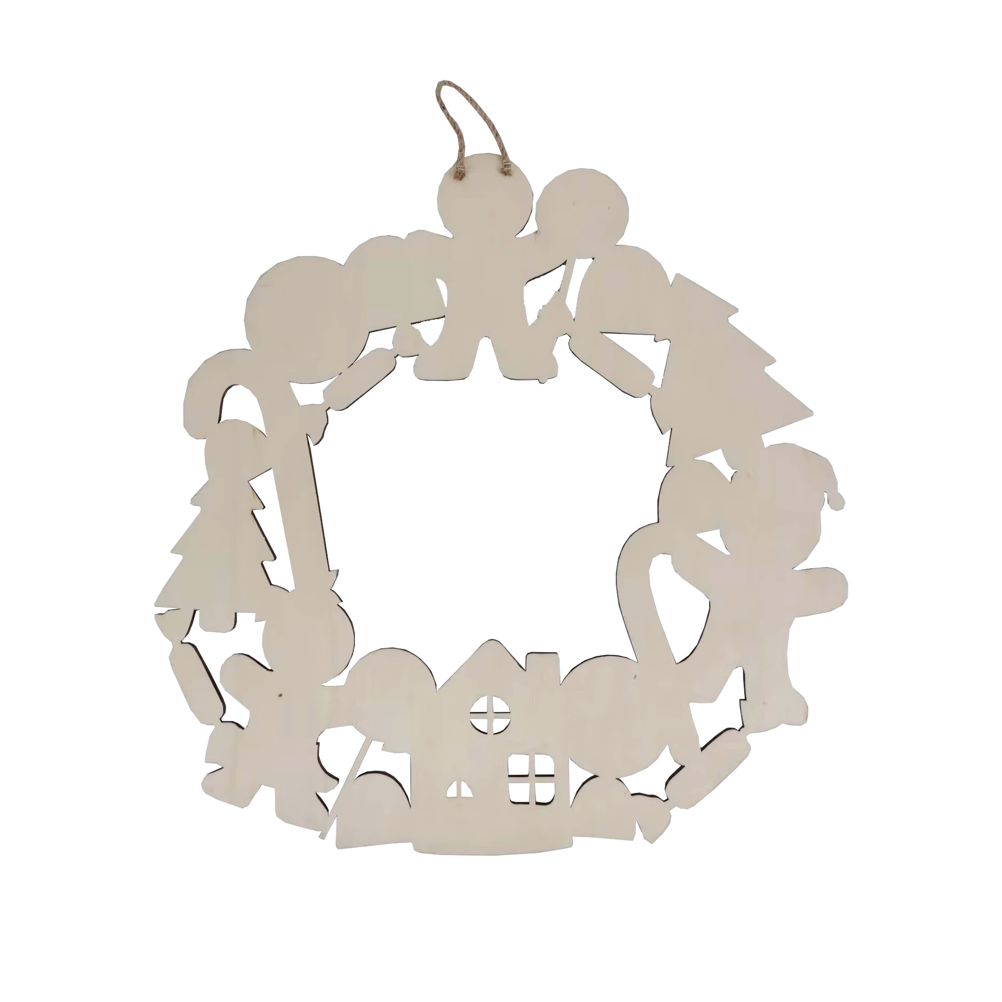 16&#x22; Gingerbread Wreath DIY Wood D&#xE9;cor by Make Market&#xAE;