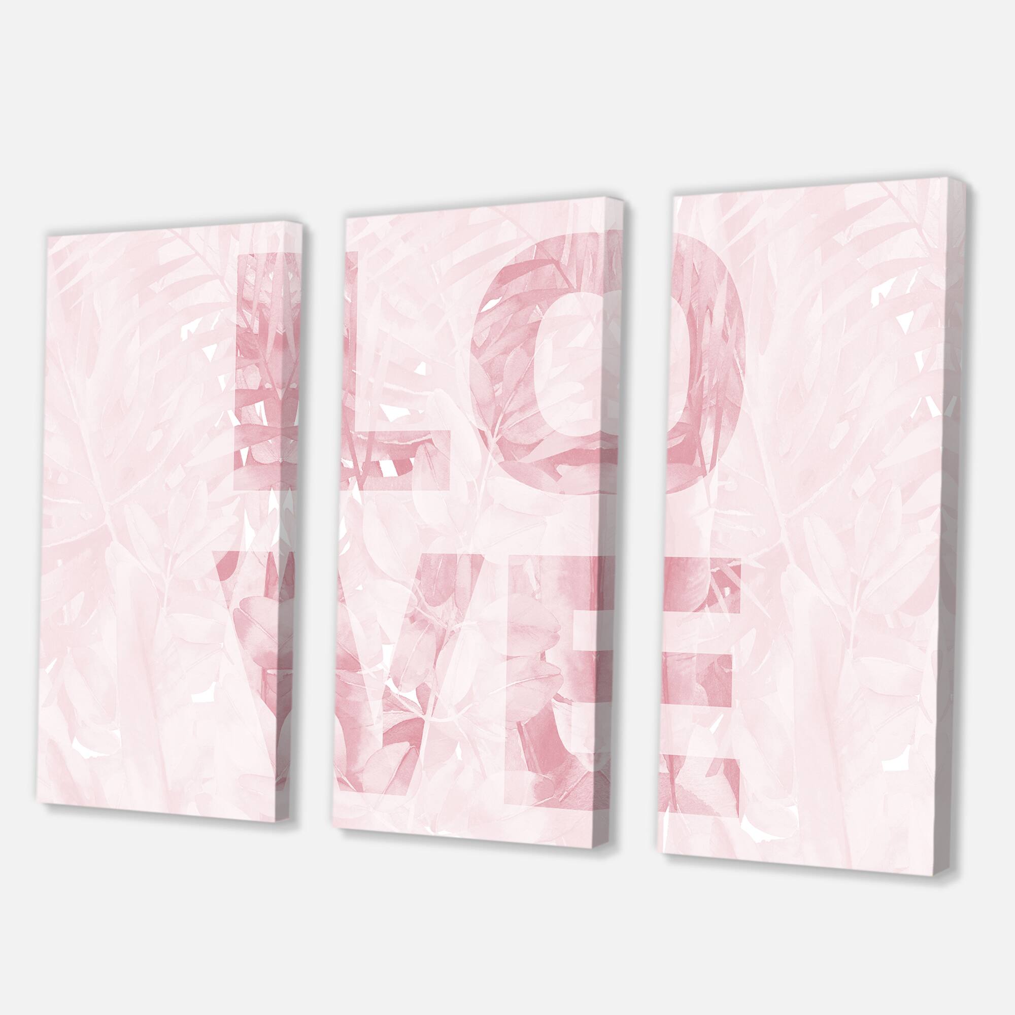 Designart - Pink Pastel Love - Shabby Chic Canvas Wall Art Print
