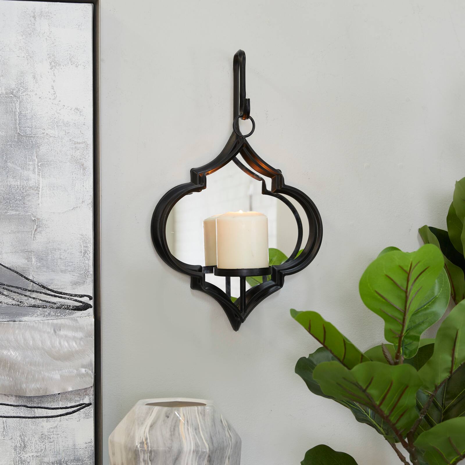 CosmoLiving by Cosmopolitan 16&#x22; Black Contemporary Wall Sconce