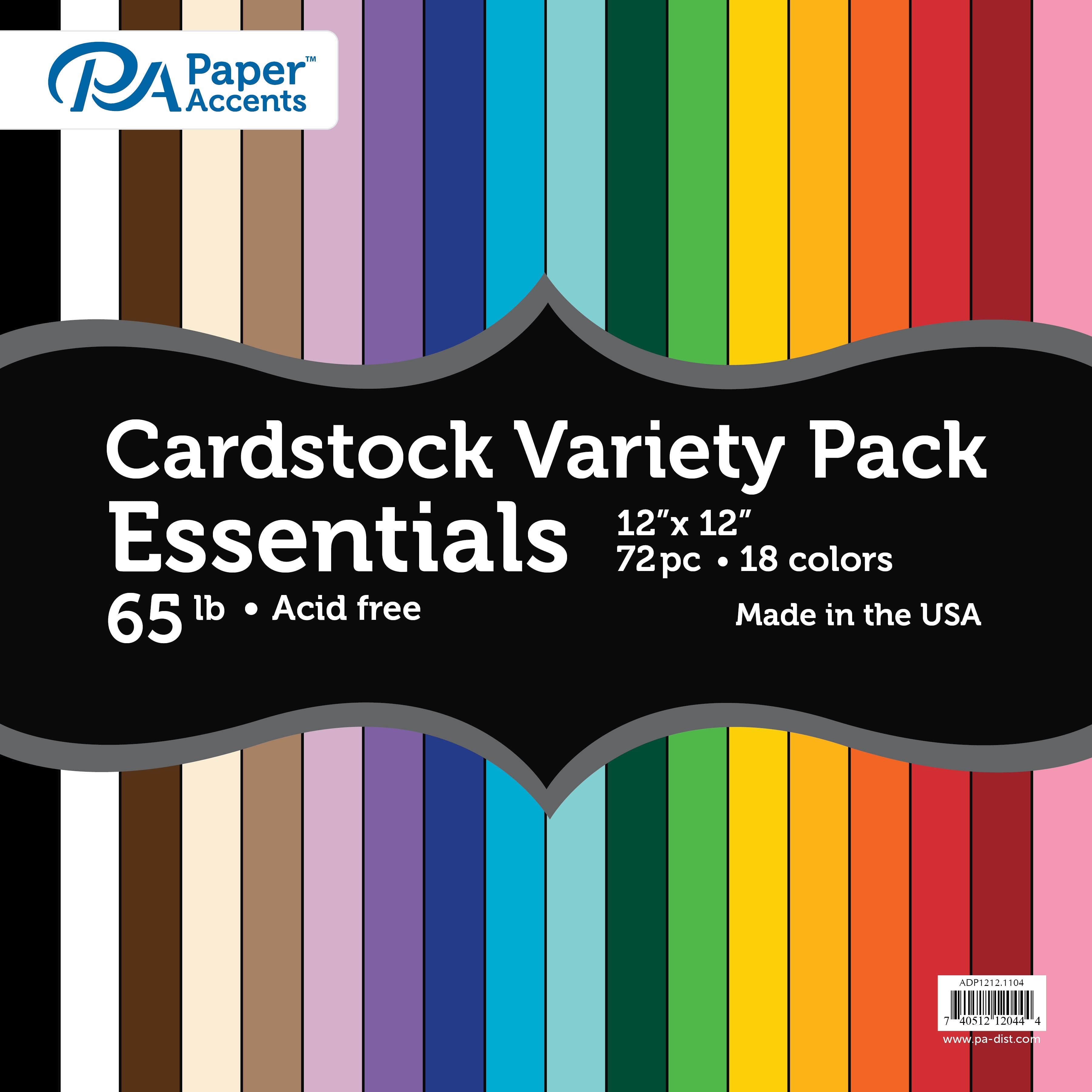 PA Paper&#x2122; Accents Variety Essentials 12&#x22; x 12&#x22; 65lb. Cardstock, 72 Sheets