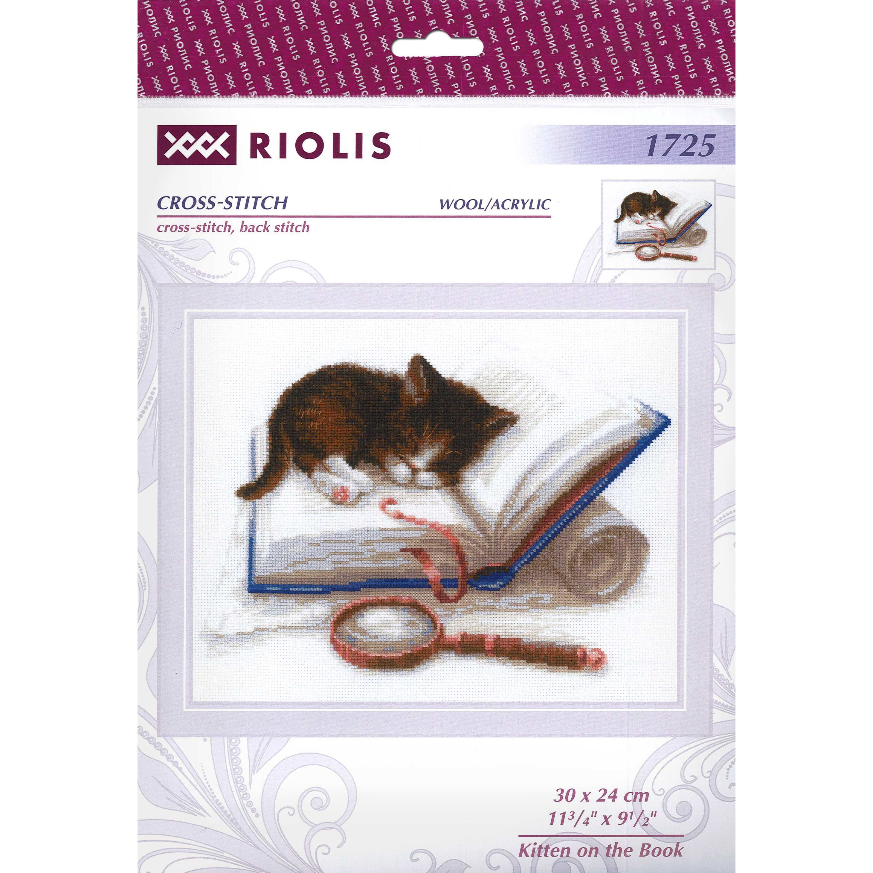 RIOLIS Kitten On The Book Cross Stitch Kit
