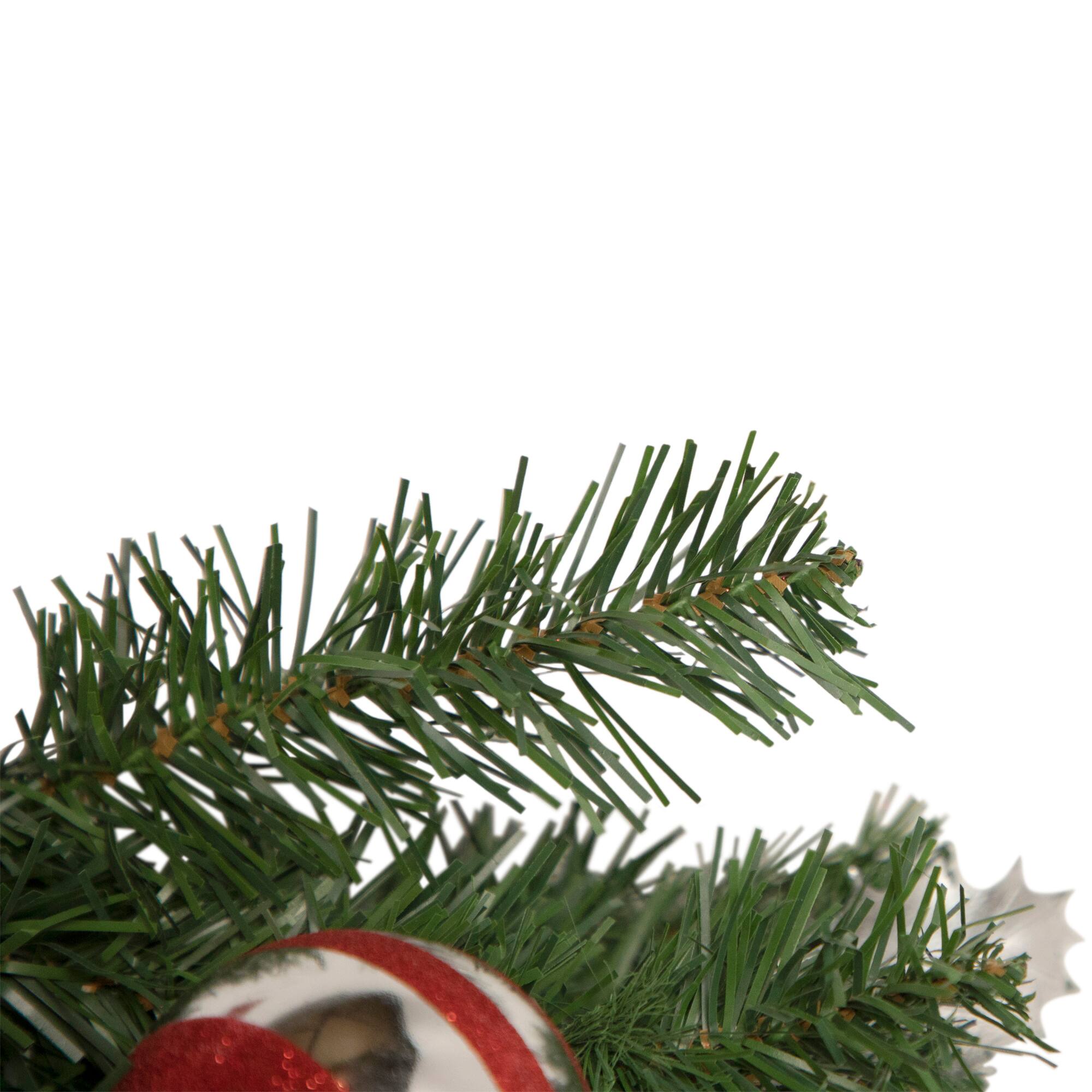 24" Unlit Red & Silver Holly Ball & Pine Cone Teardrop Swag