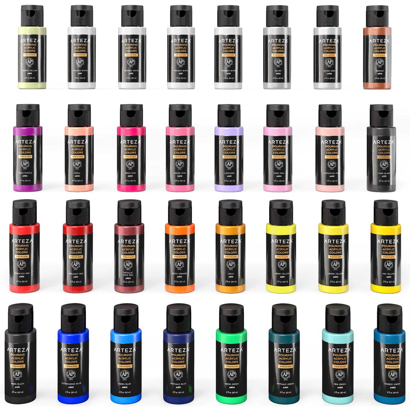 Arteza&#xAE; 32 Color Pouring Acrylic Paint Set