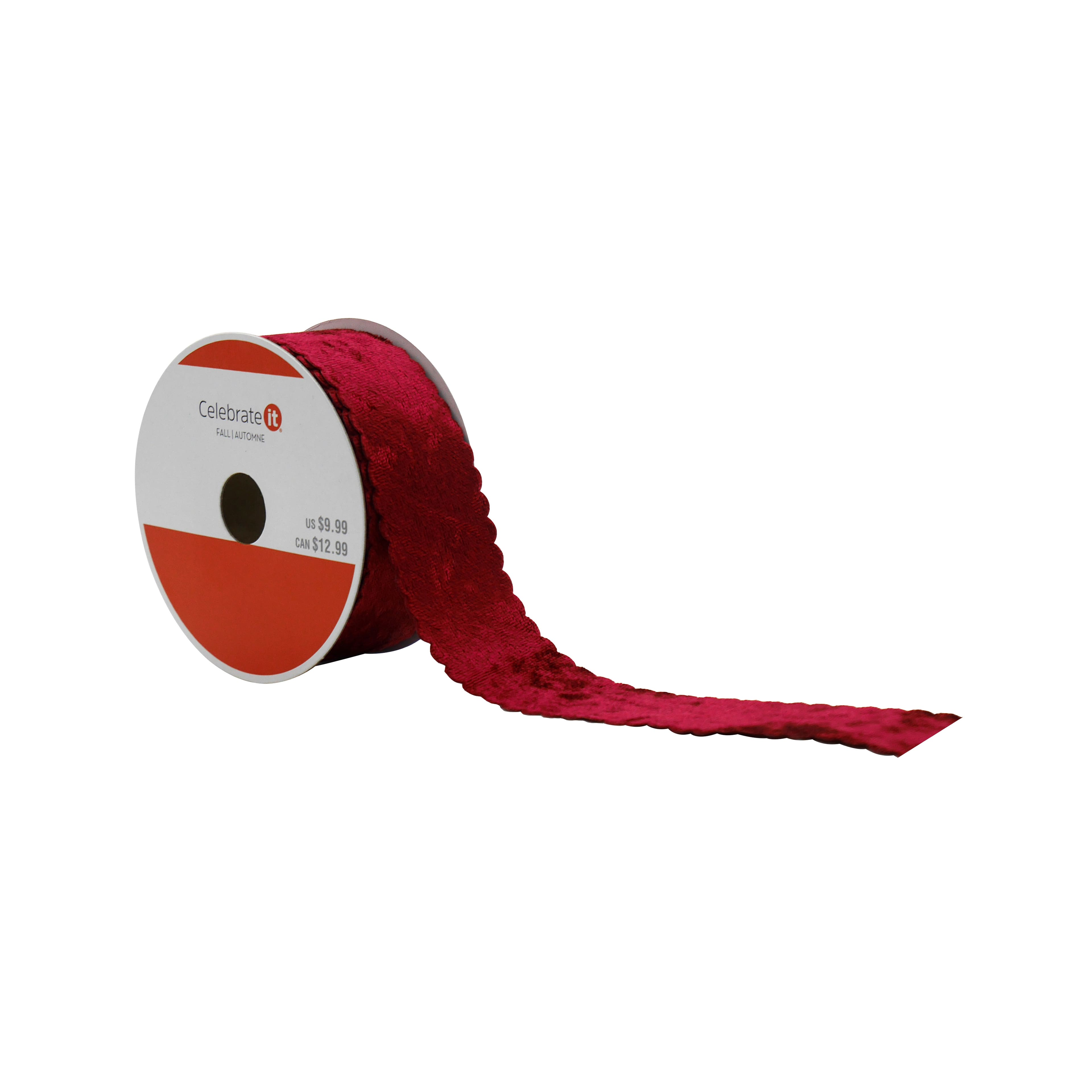 1.5" x 10yd. Burgundy Wavy Edge Velvet Ribbon by Celebrate It®