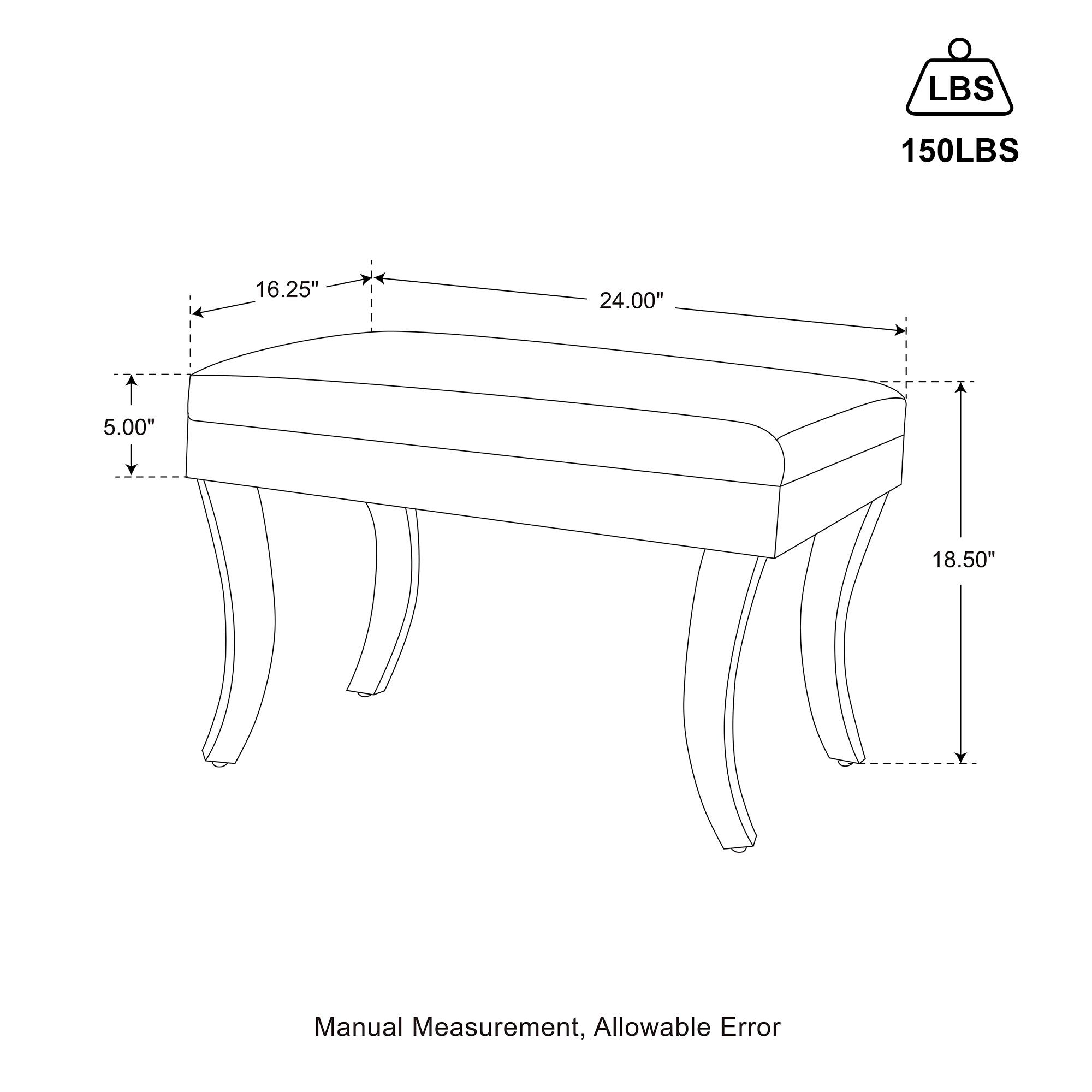 Glitzhome® 24" Faux Fur Acrylic Bench