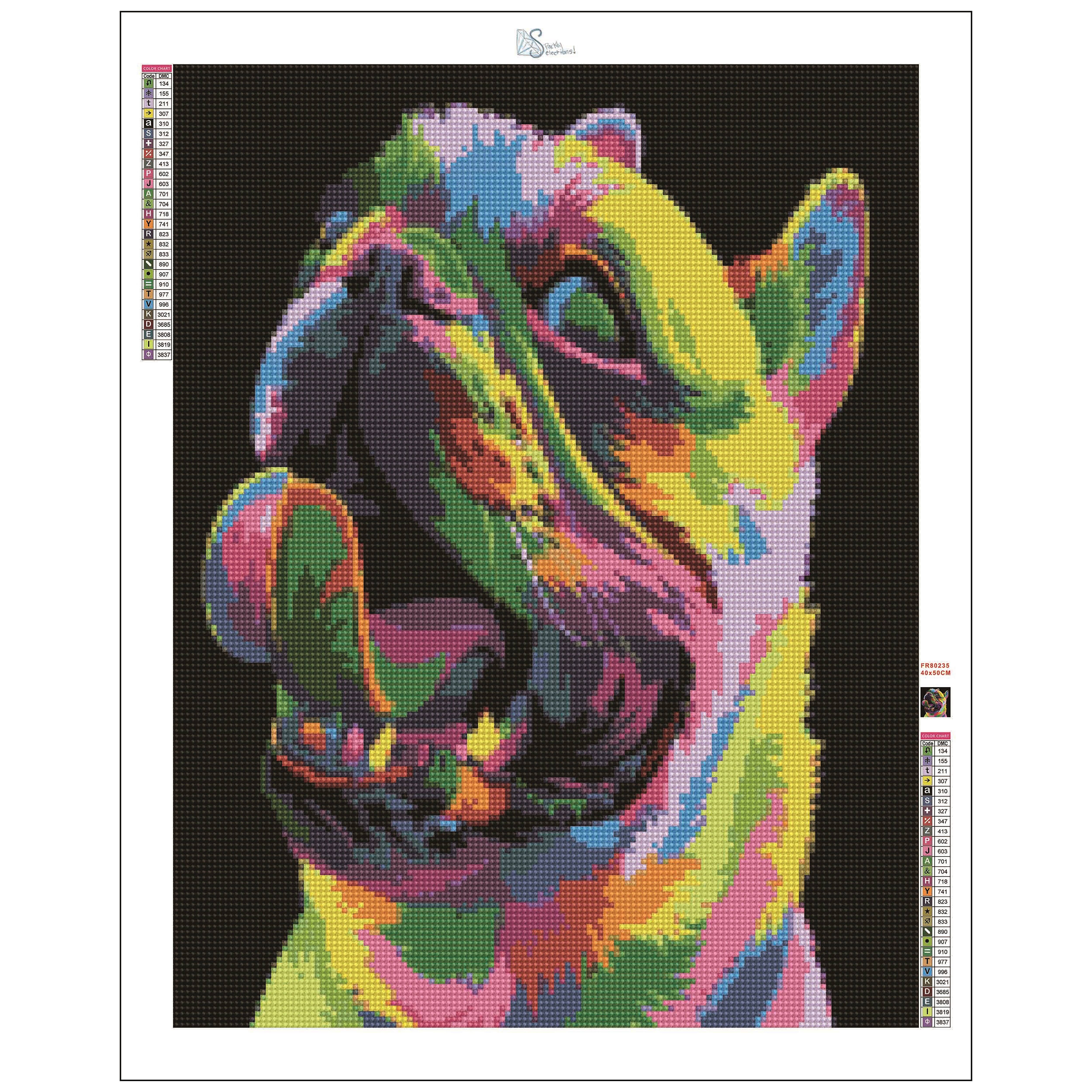Sparkly Selections Colorful Pug Diamond Painting Kit, Round Diamonds