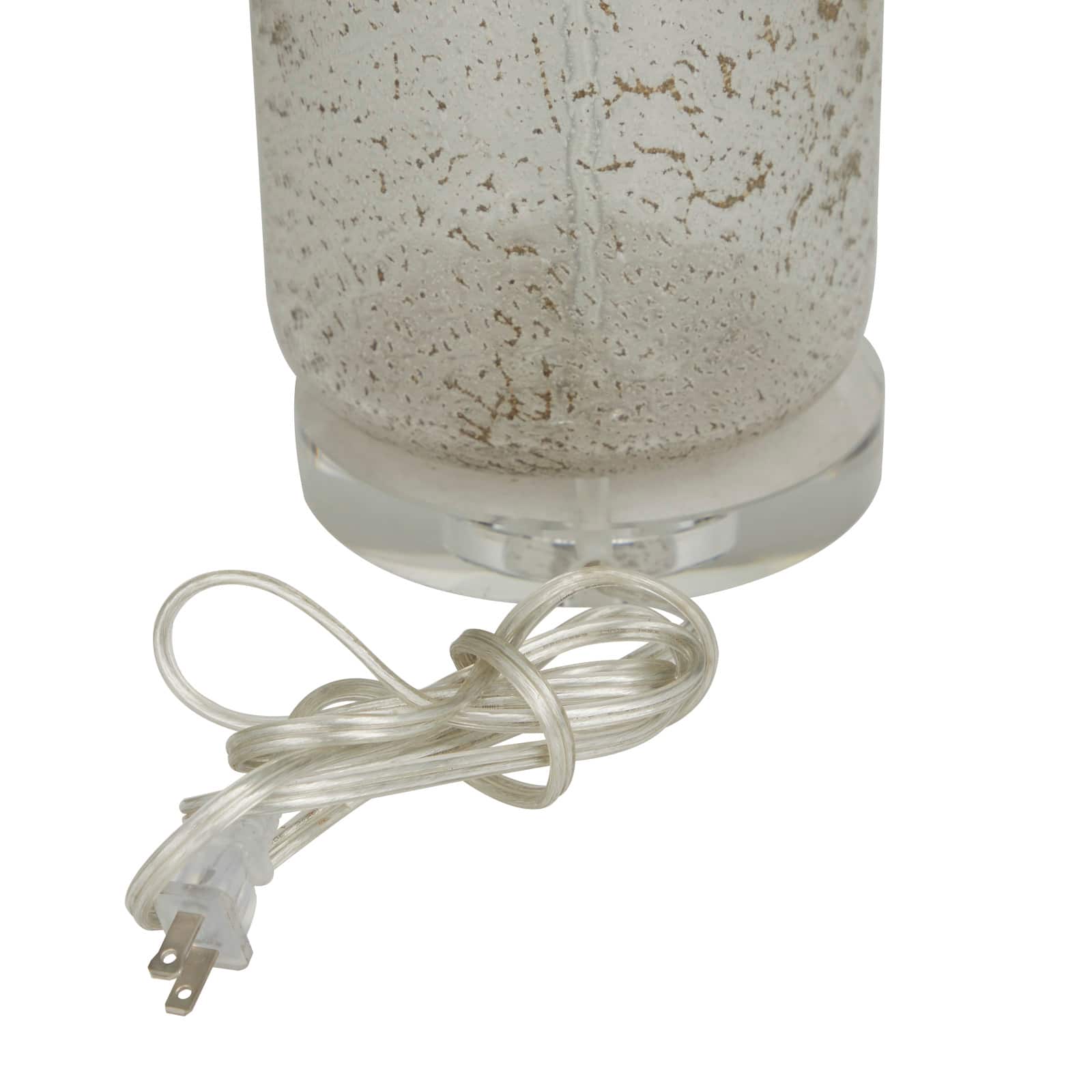 Gray Glass Table Lamp with Drum Shade Set of 2 15", 25"