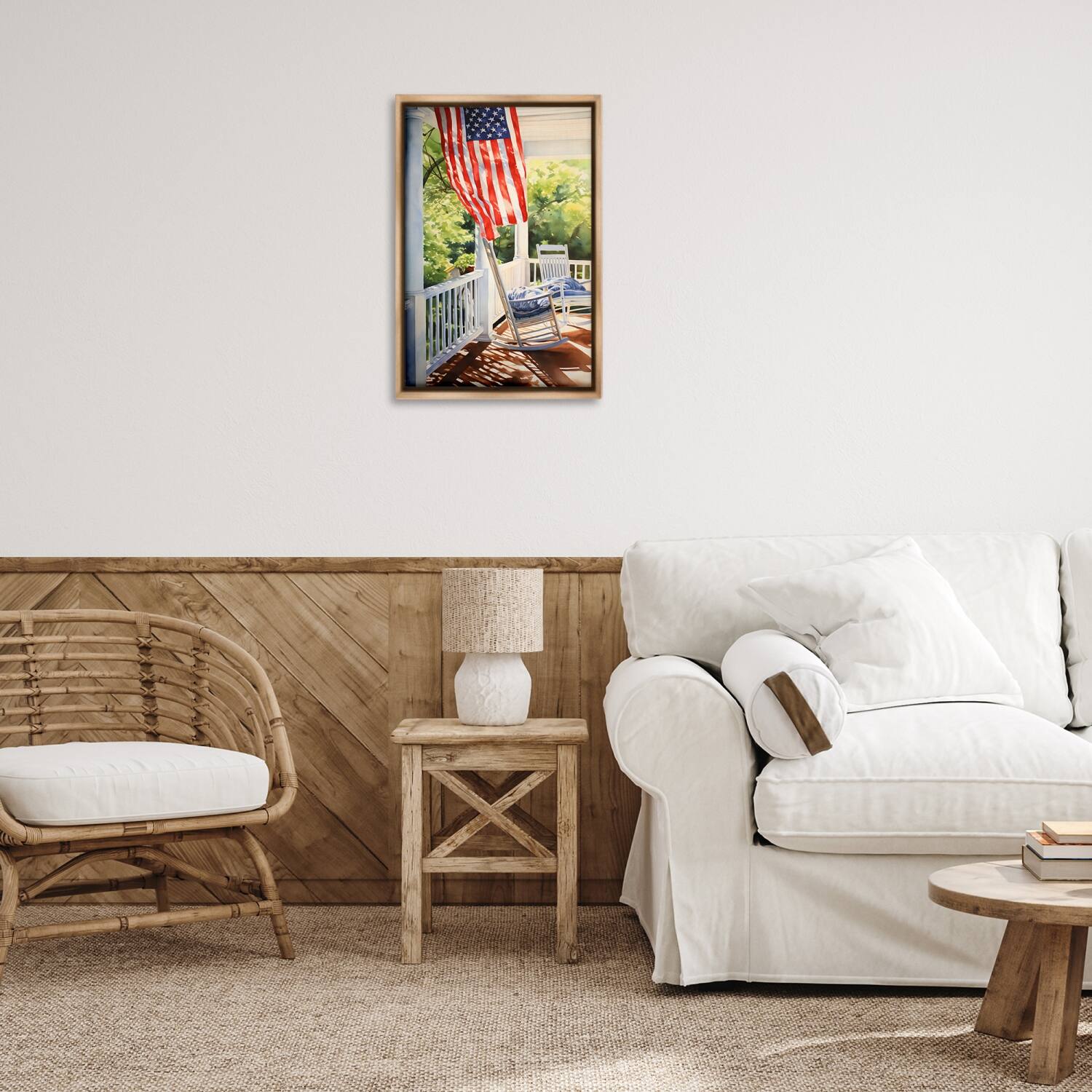 Stupell Industries Vintage American Porch Floater Framed Art