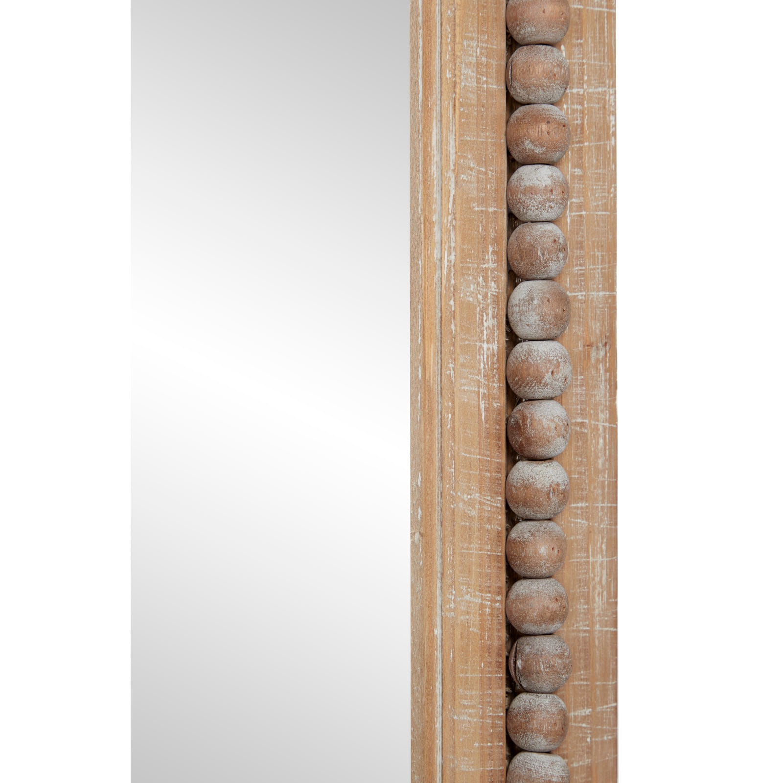 48&#x22; Light Brown Boho Style Wood Wall Mirror