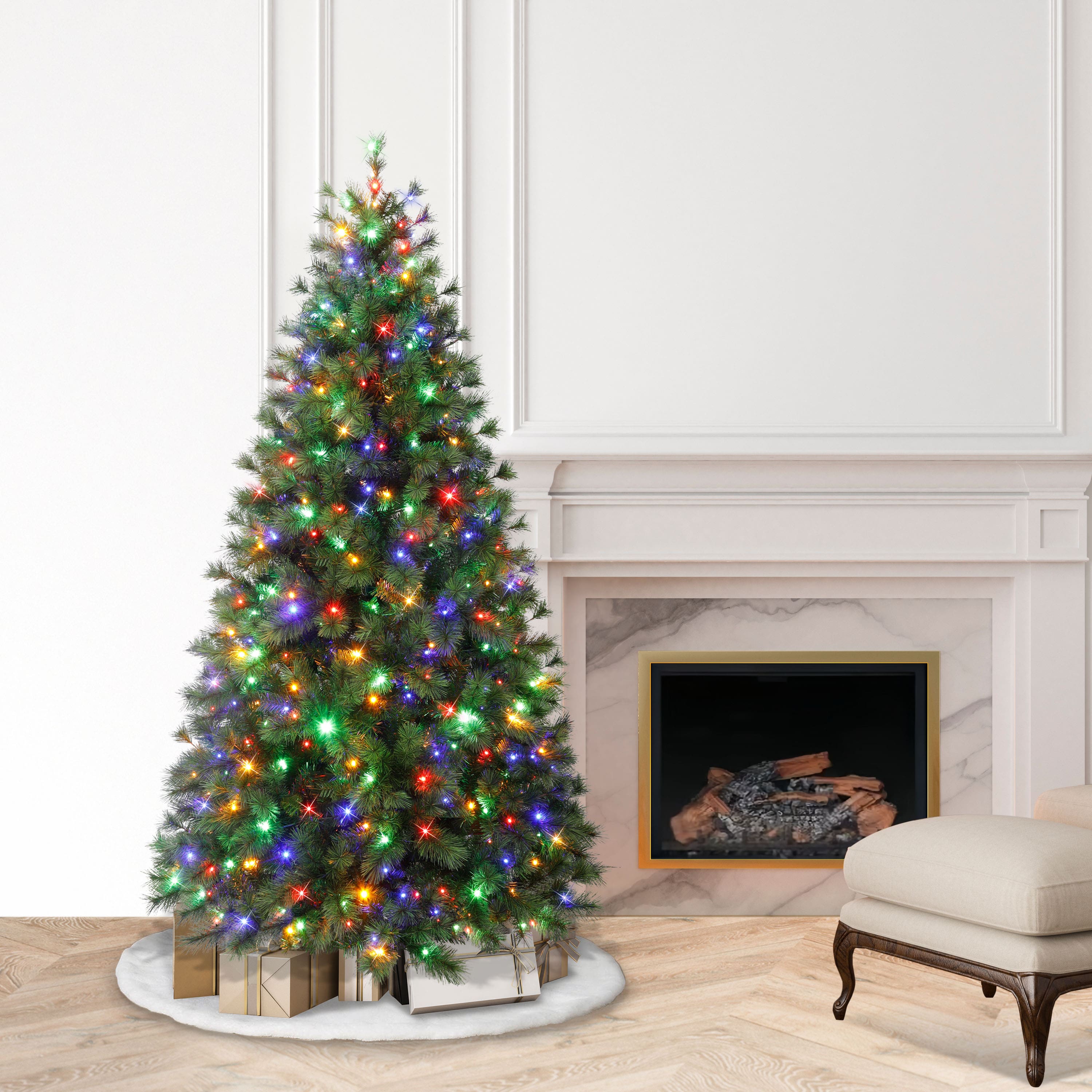 6.5ft. Pre-Lit Colorado Pine Artificial Christmas Tree, Dual Function LED Lights