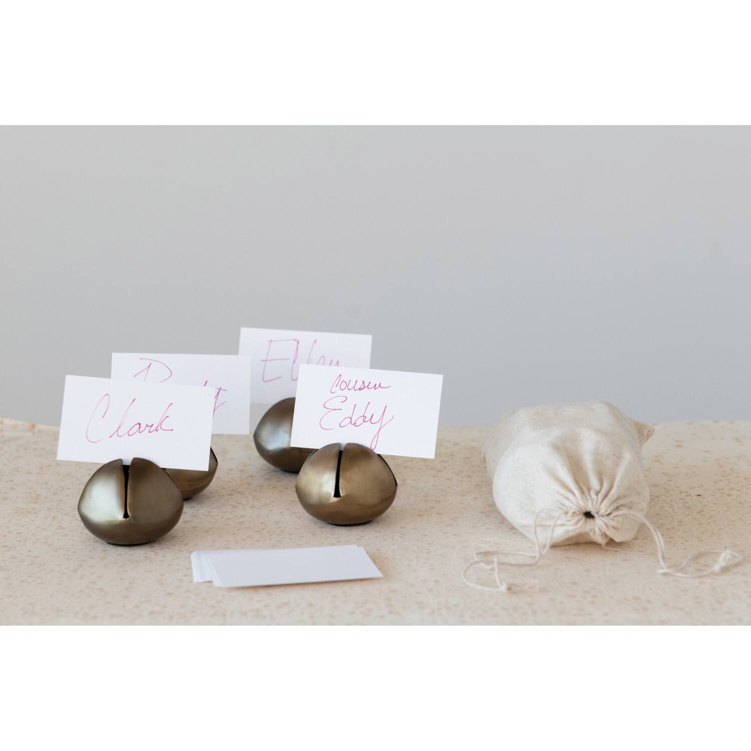 Hello Honey® 2.5" Metal Bell Place Card Holders with Cards Set