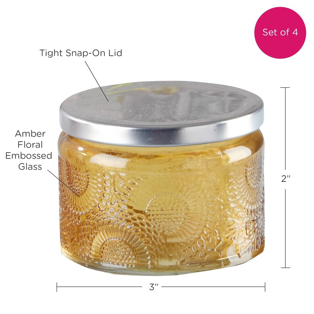 Kate Aspen® Amber Garden Blooms Glass Tea Light Holder, 4ct.