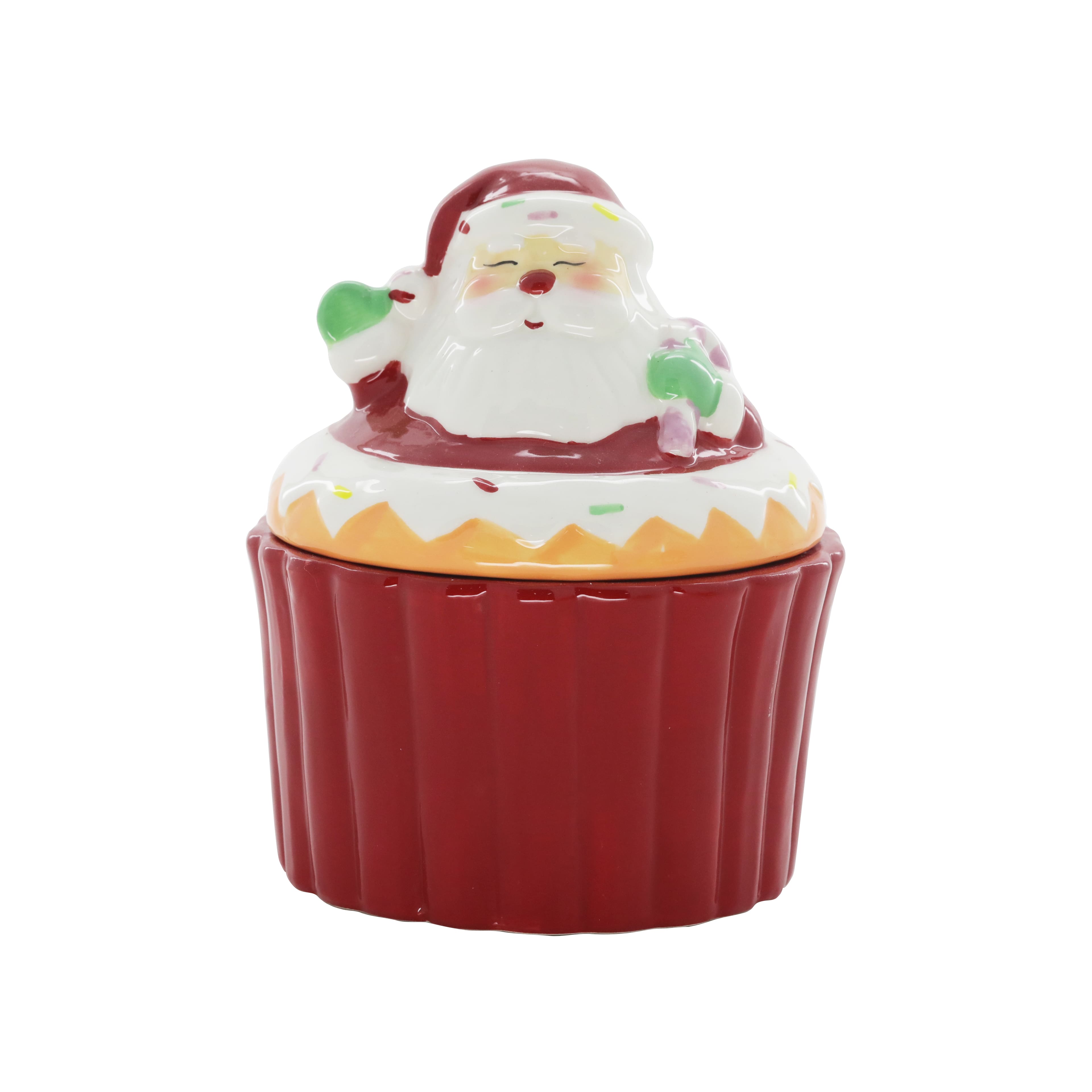 8&#x22; Santa Cupcake Ceramic Cookie Jar by Celebrate It&#xAE;