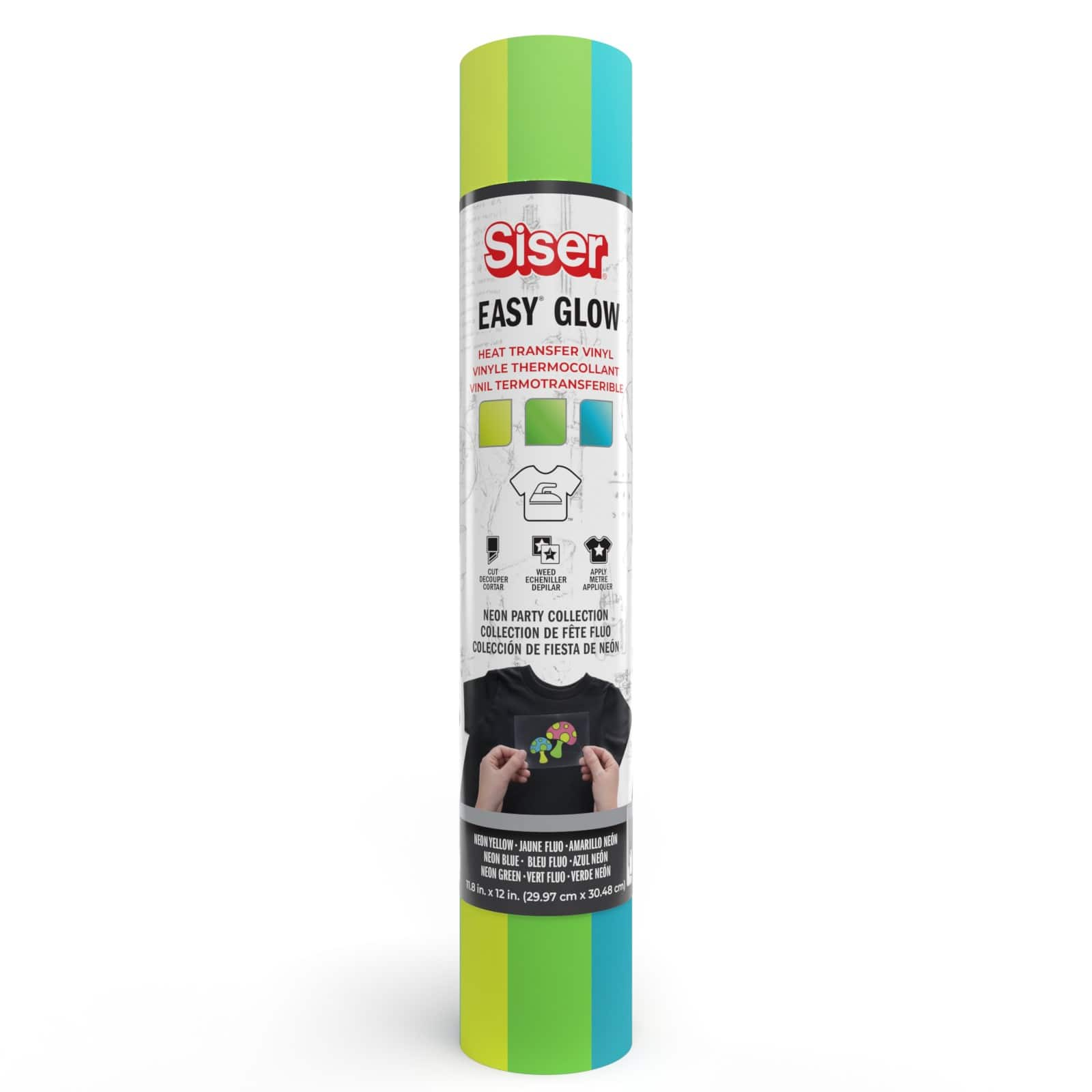 Siser&#xAE; Easy&#xAE; Glow Heat Transfer Vinyl Sampler, Yellow, Green &#x26; Blue