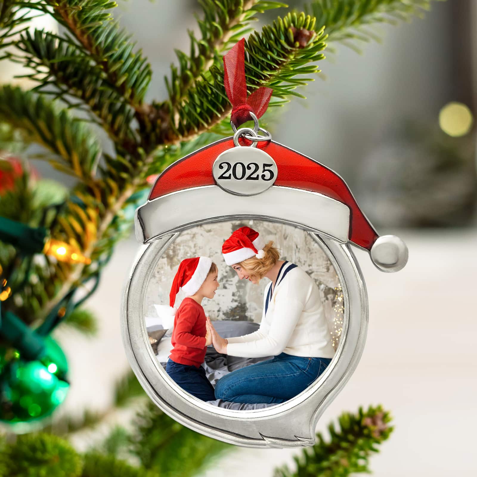 2.25&#x22; x 2.25&#x22; Silver &#x26; Red Santa Hat Metal Ornament Frame by Studio D&#xE9;cor&#xAE;