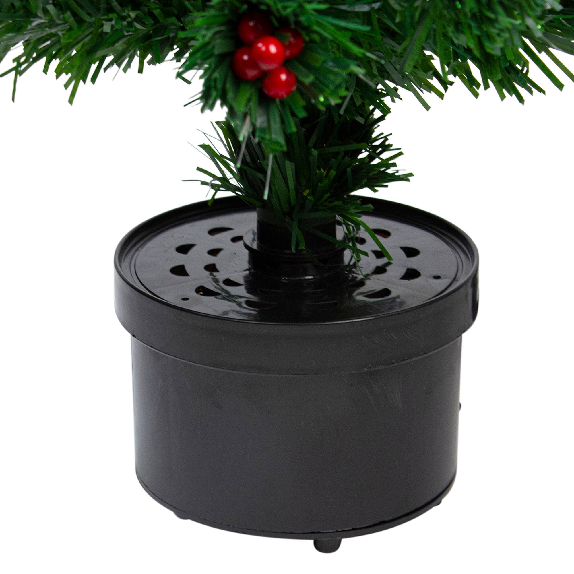 3ft. Fiber Optic Color Changing Artificial Christmas Tree with Red Berries