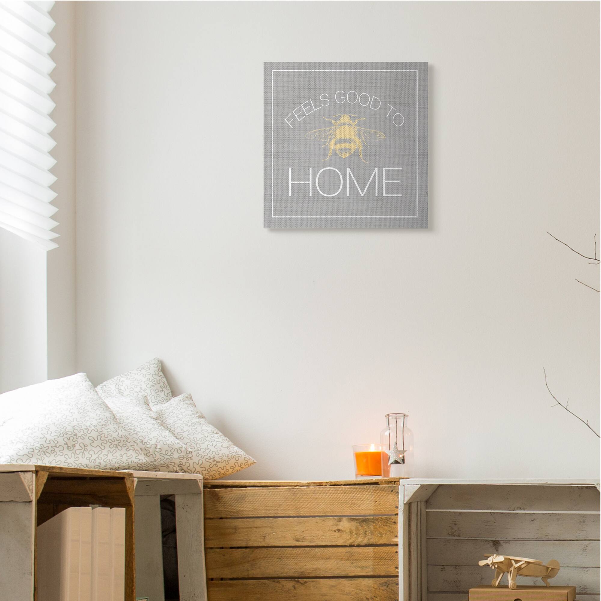 Stupell Industries Good To Bee Home Phrase Cute Insect Pun Canvas Wall Art