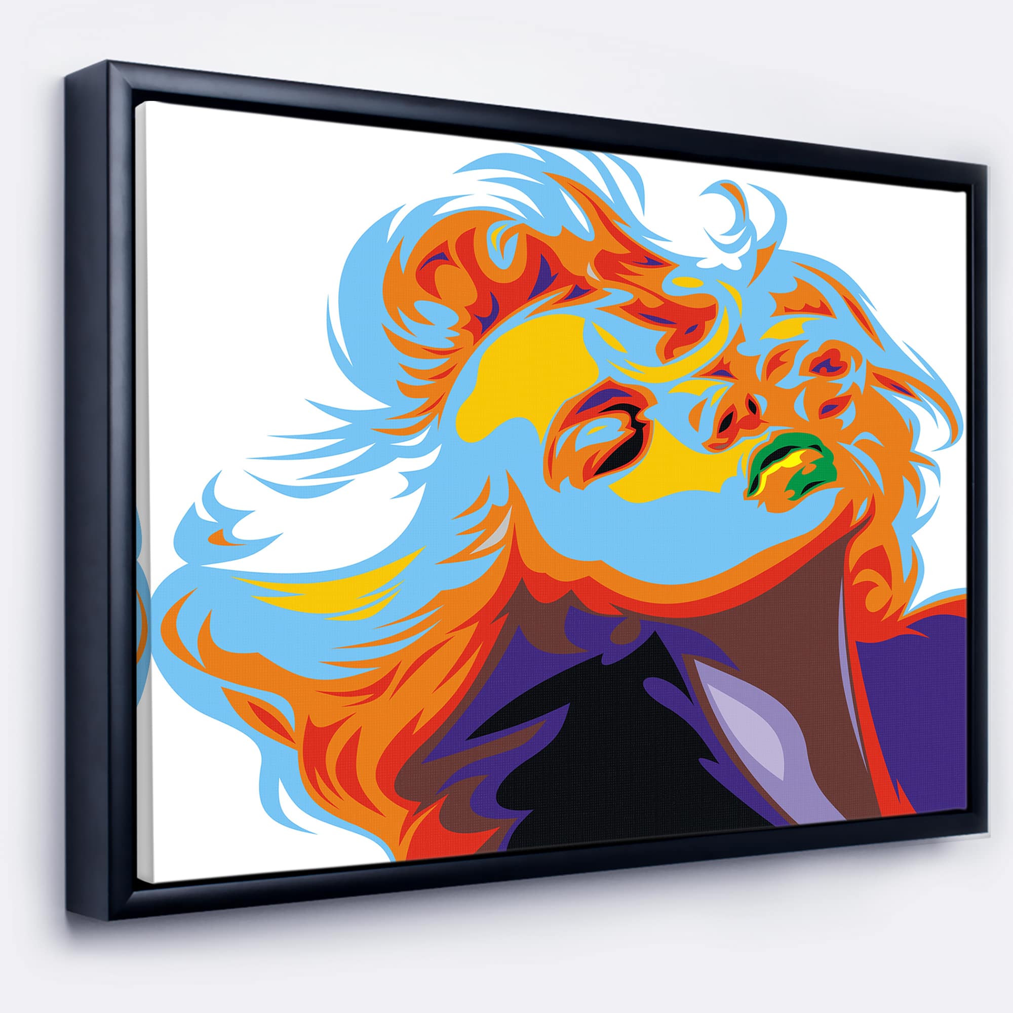 Designart - Blonde Girl Art - Vector Art Canvas Print in Black Frame