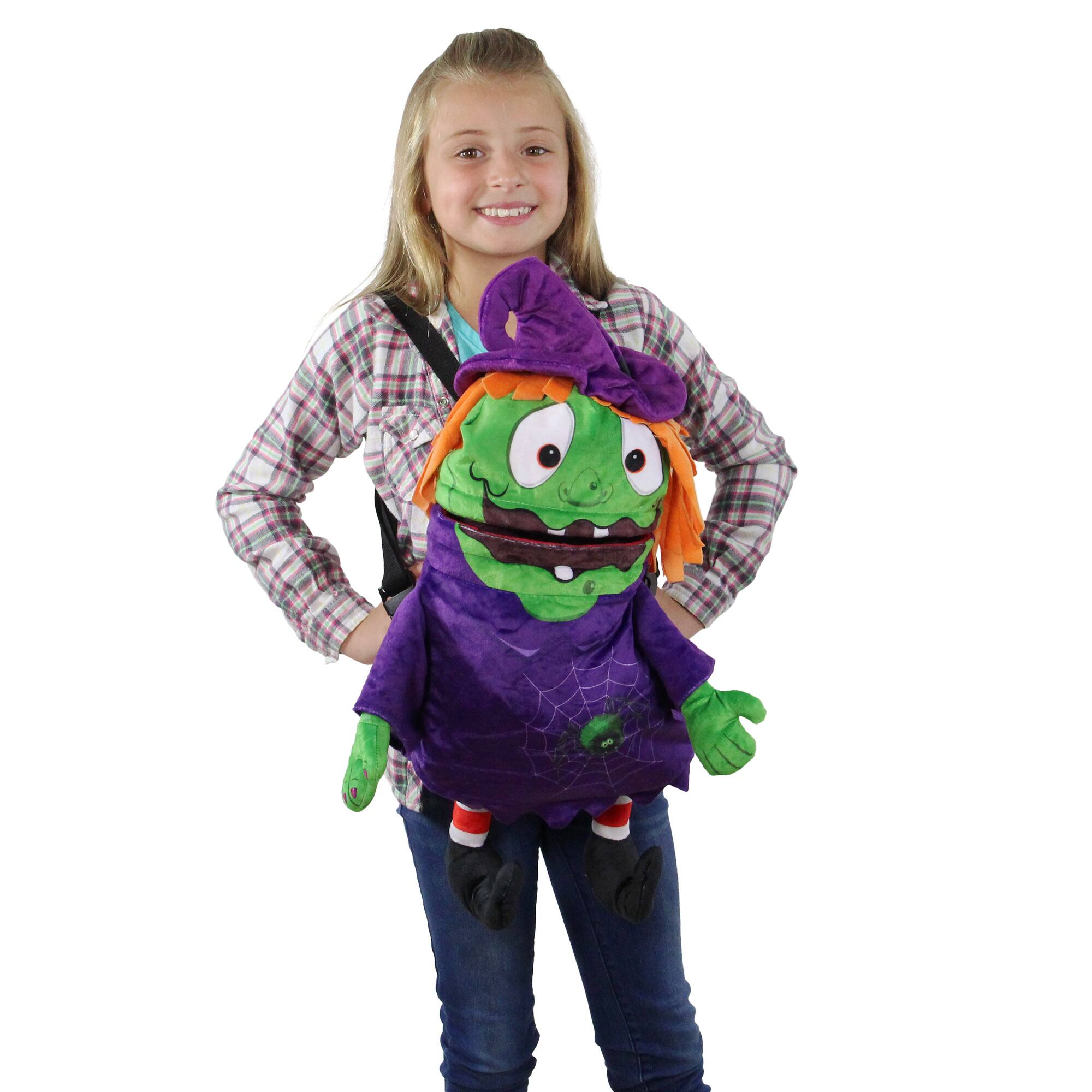 23" Purple & Green Witch Child Trick or Treat Halloween Bag