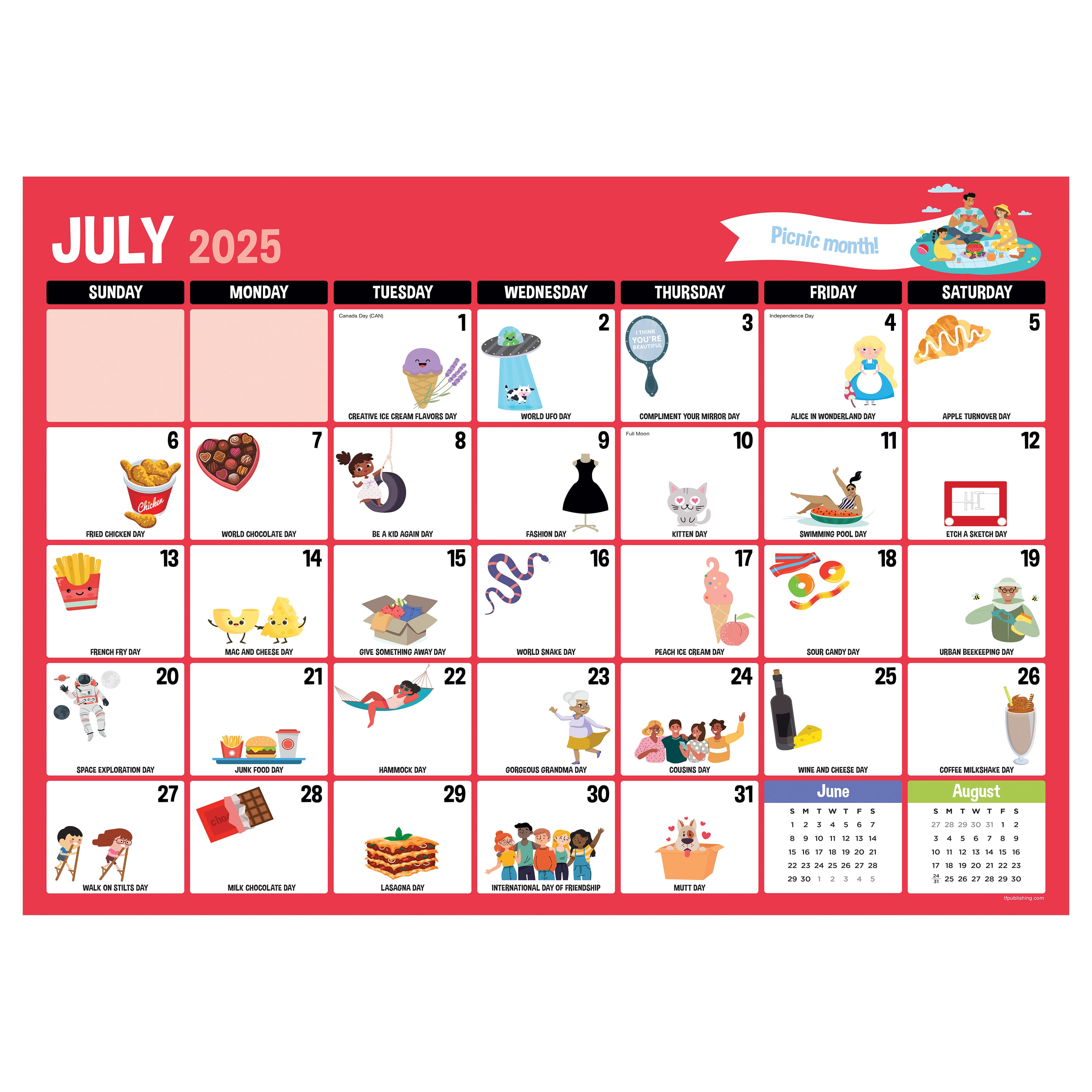 July 2025 - June 2026 Medium Every Day&#x27;s A Holiday Desk Pad Monthly Blotter Calendar