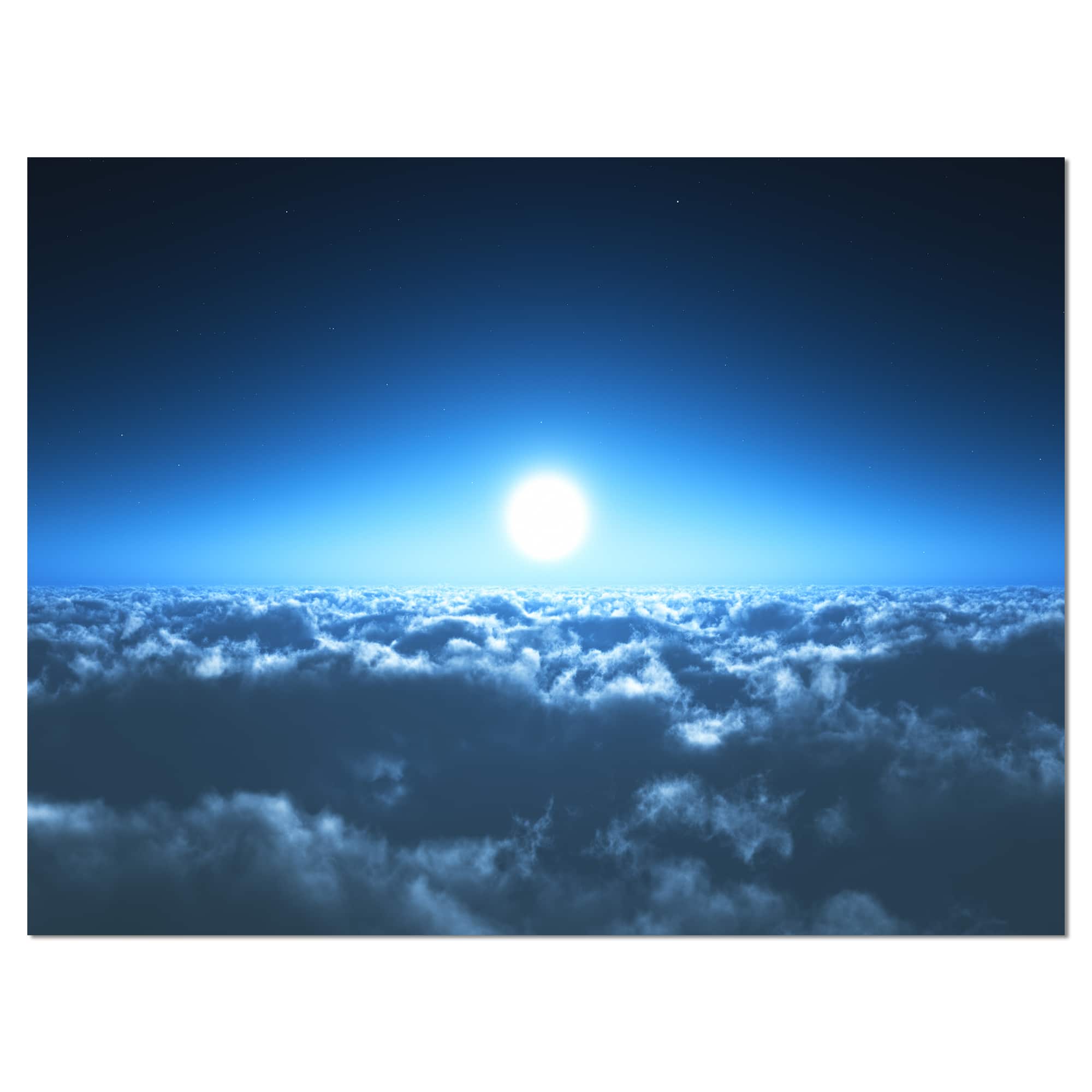 Designart - Night Flight above Clouds - Extra Large Wall Art Landscape