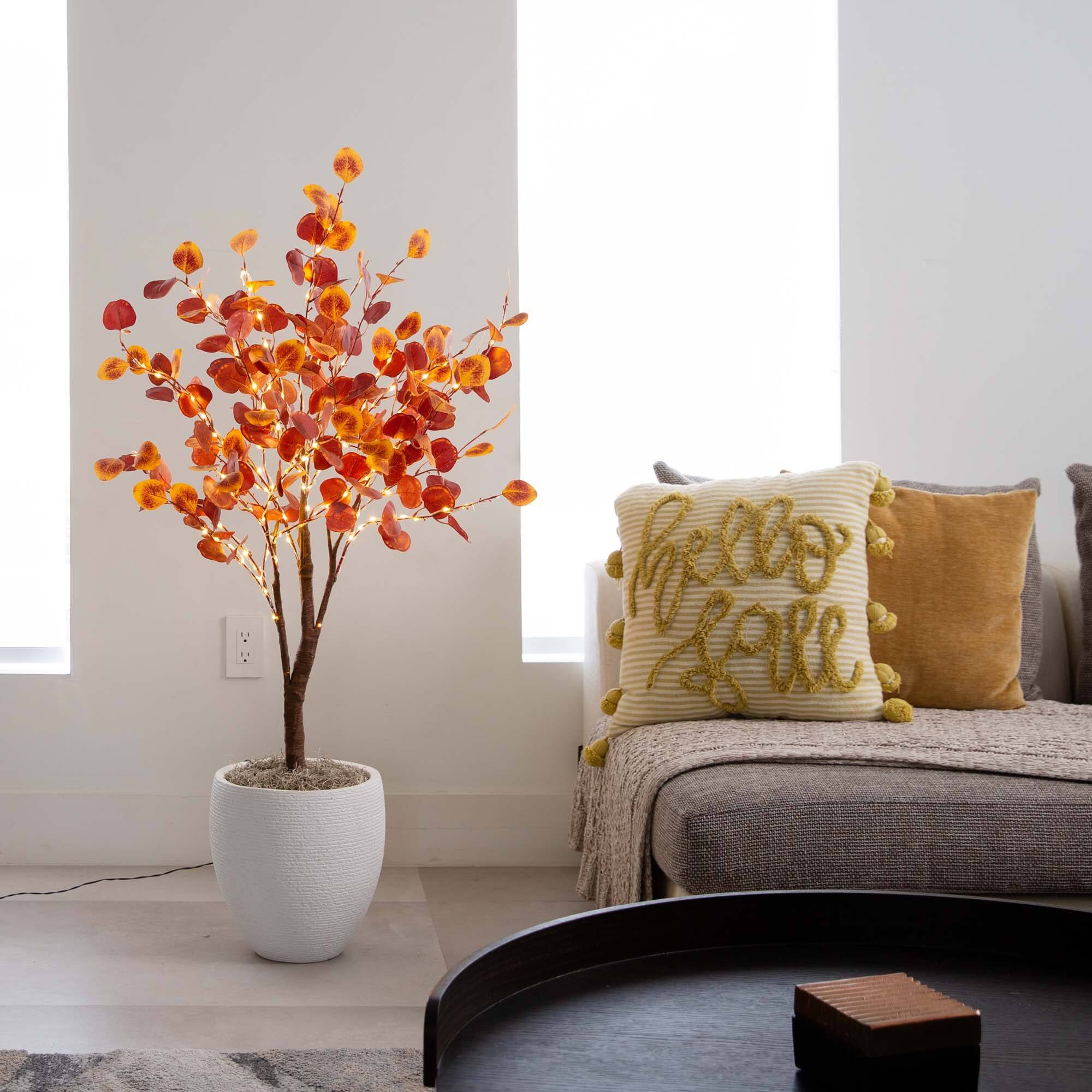 4ft. Pre-Lit LED Autumn Eucalyptus Artificial Fall Tree