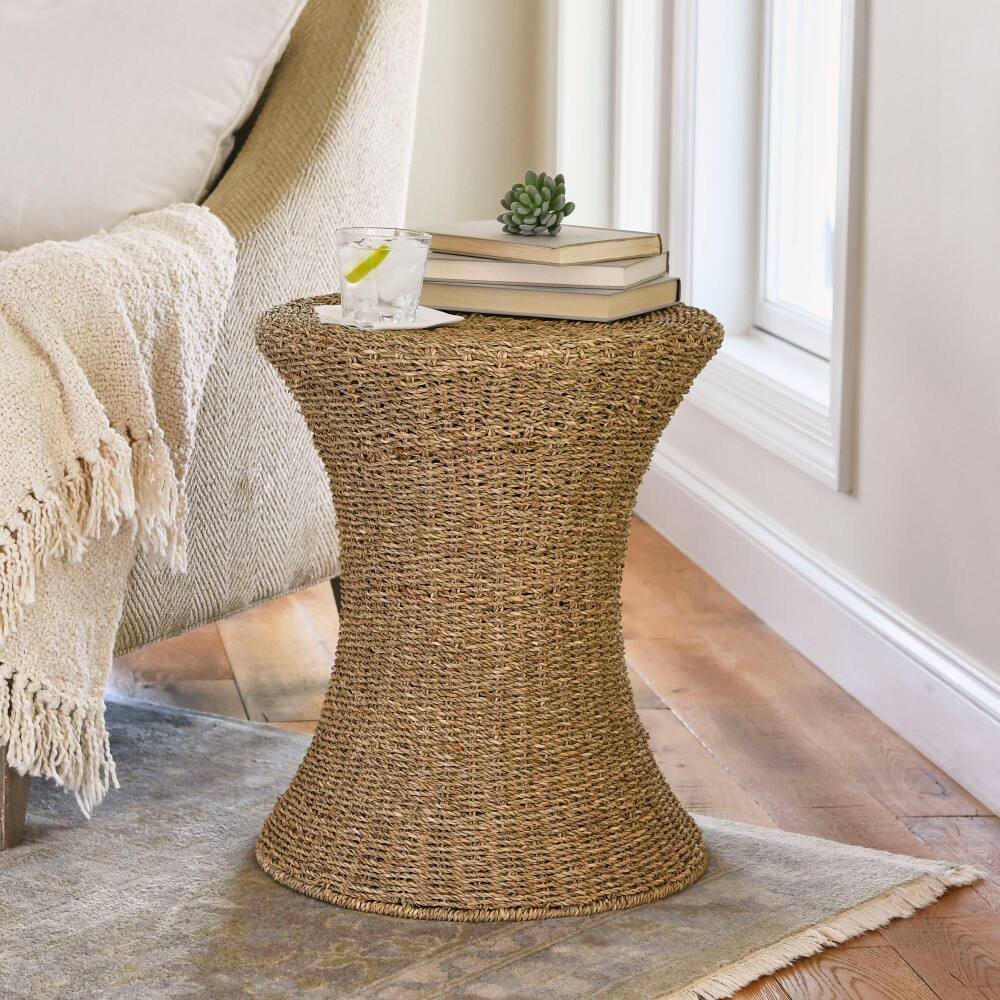 Household Essentials 21&#x22; Woven Seagrass Hourglass End Table