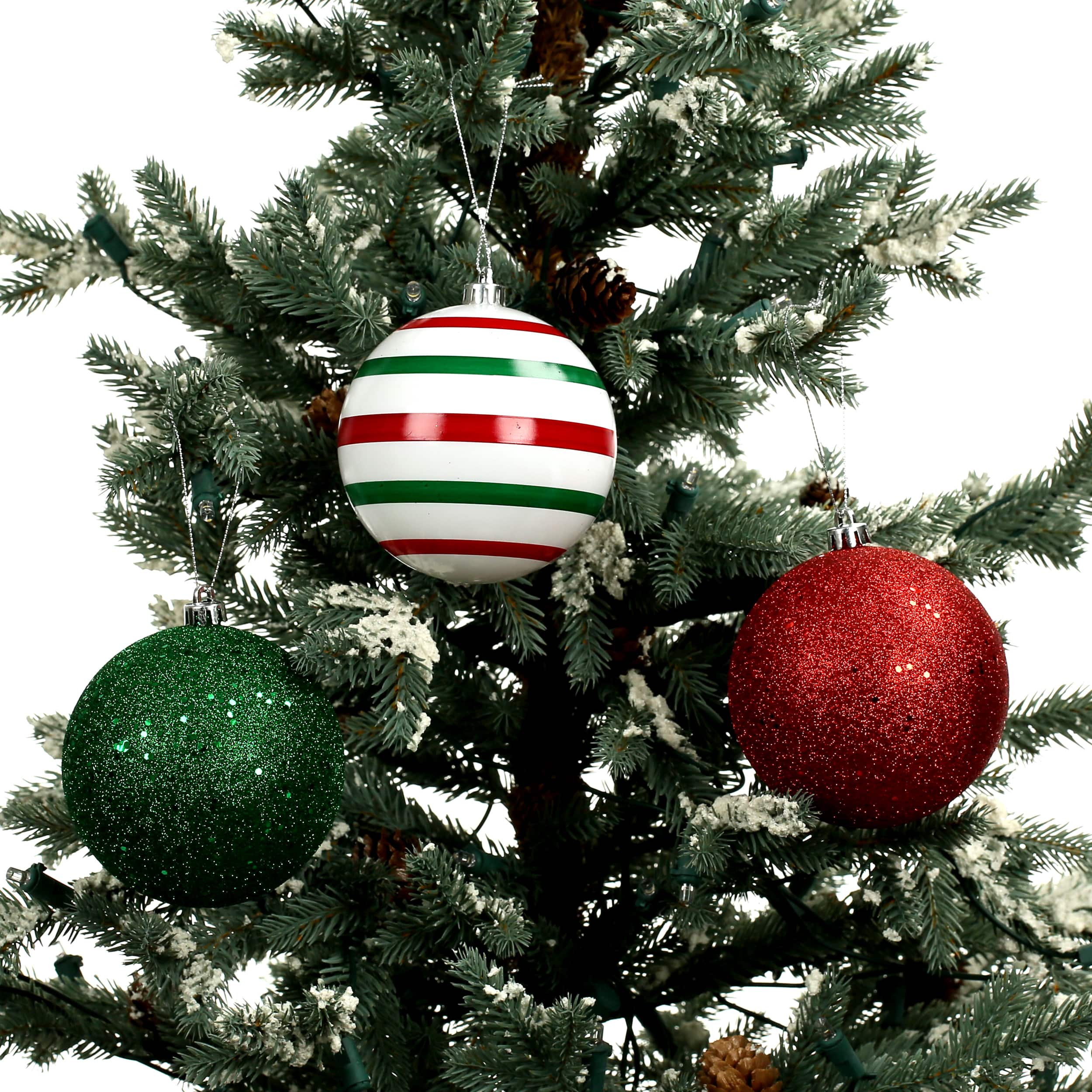 14 Pack 3.8" Red, Green & White Peppermint Lane Shatterproof Ornaments by Ashland®