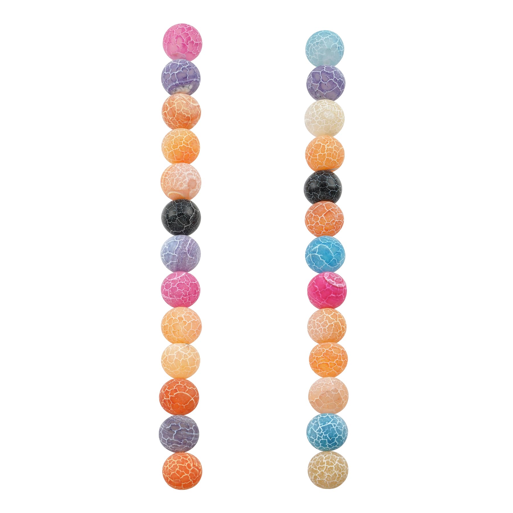 12 Pack: Multicolor Crackled Agate Round Beads, 10mm by Bead Landing™
