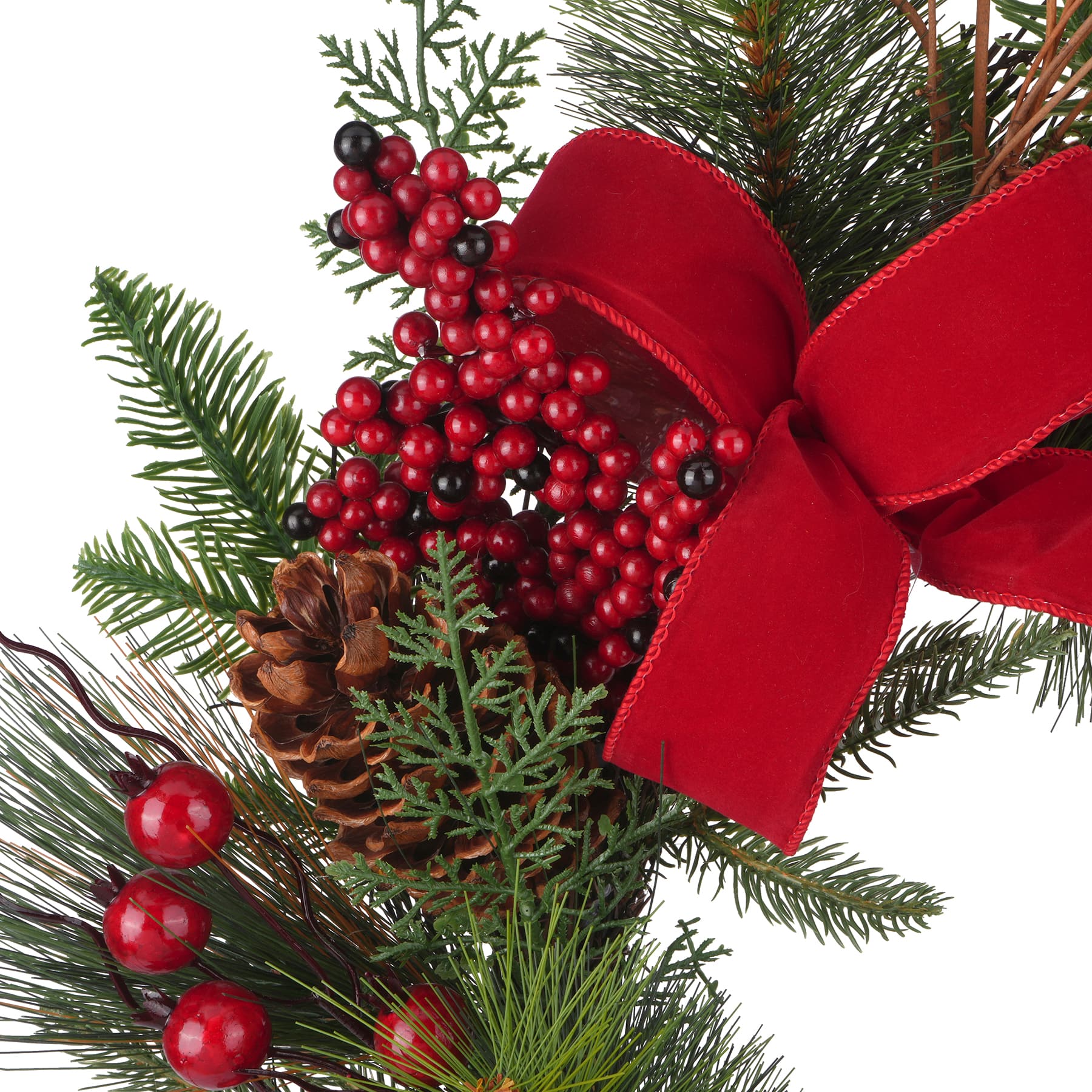 22" Red Ornament, Bow, & Berry Wreath by Ashland®