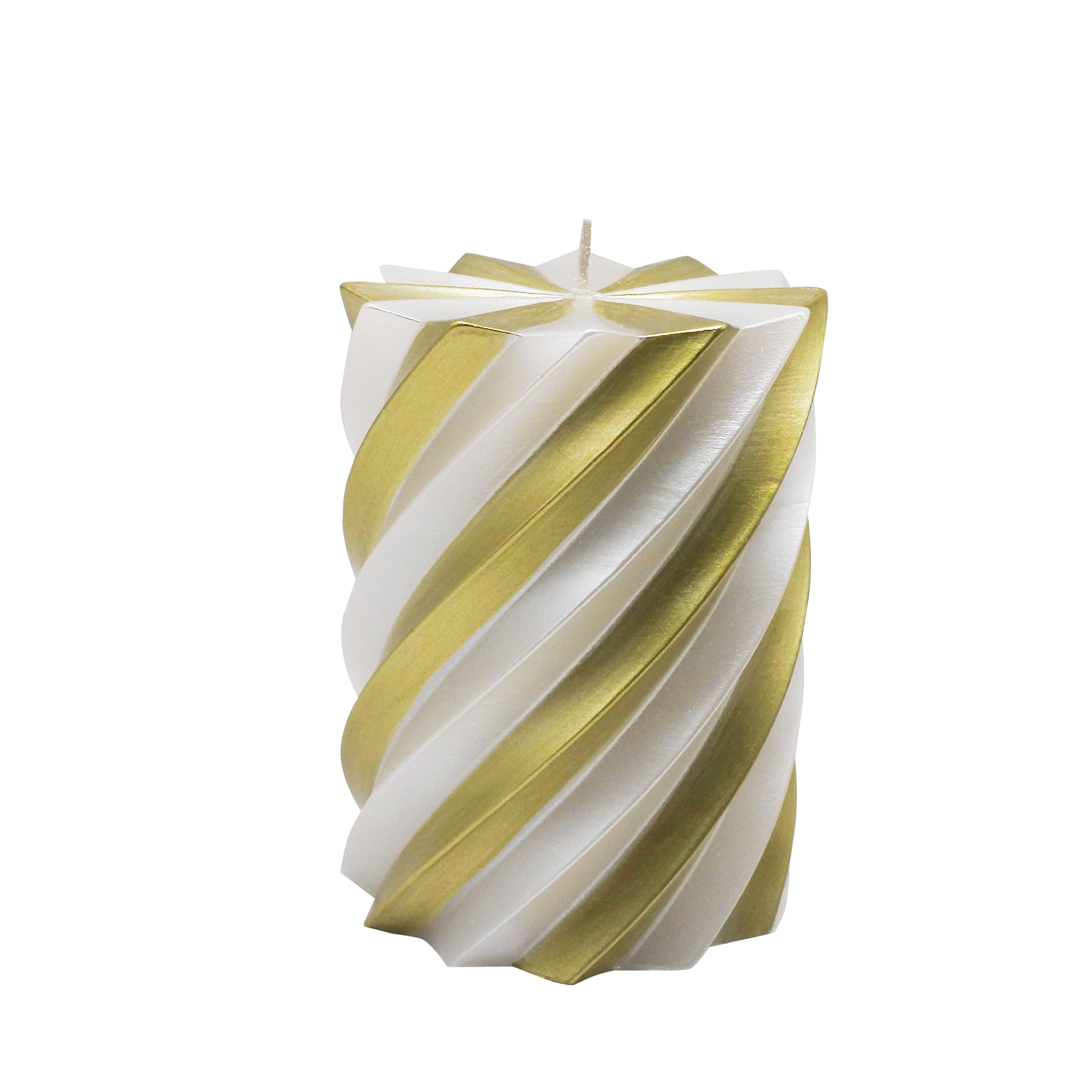 4&#x22; White &#x26; Gold Twist Unscented Candle by Ashland&#xAE;