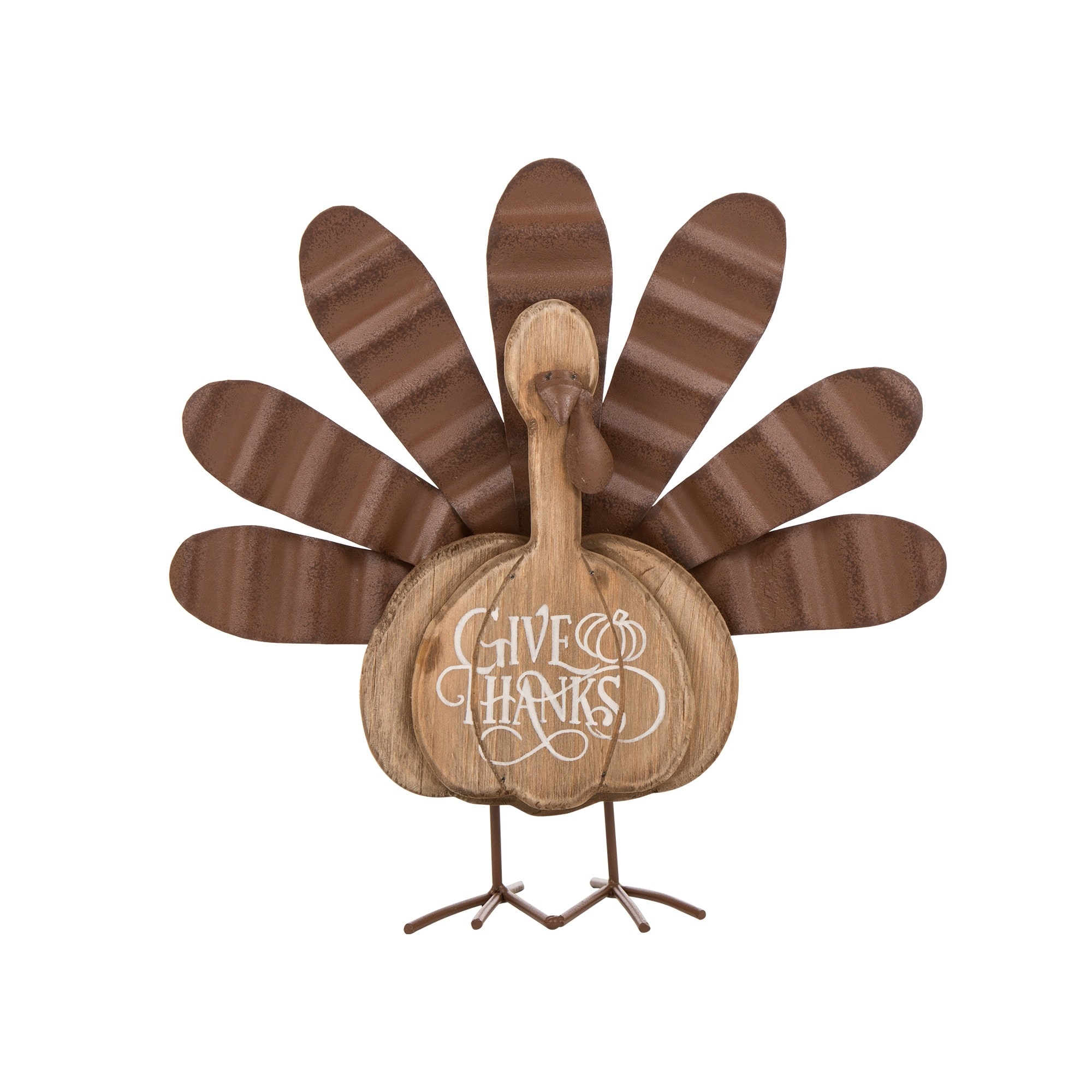 Glitzhome® 12" Wood & Metal Turkey Tabletop Accent
