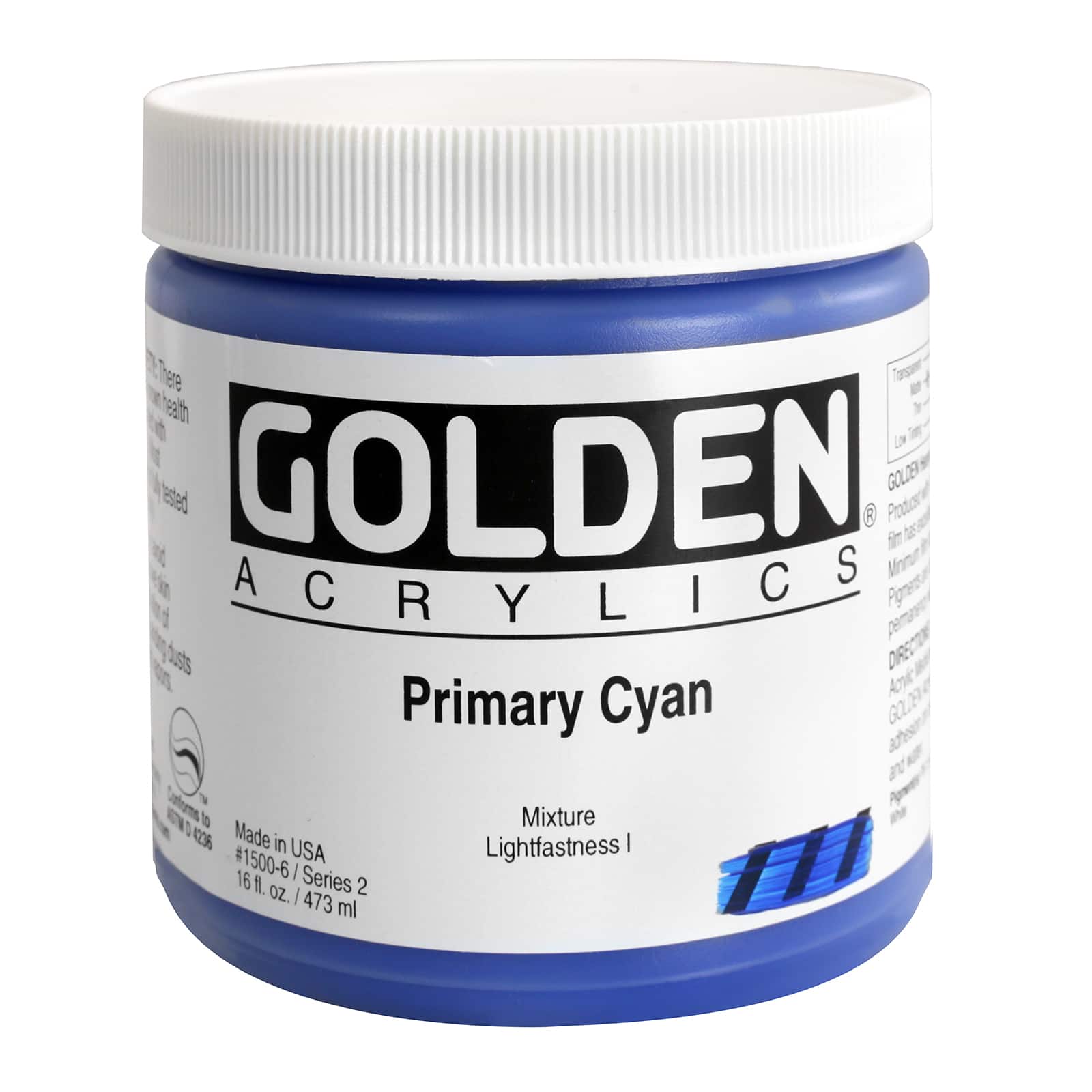 Golden Heavy Body Acrylic Paint, 16 oz in Primary Cyan