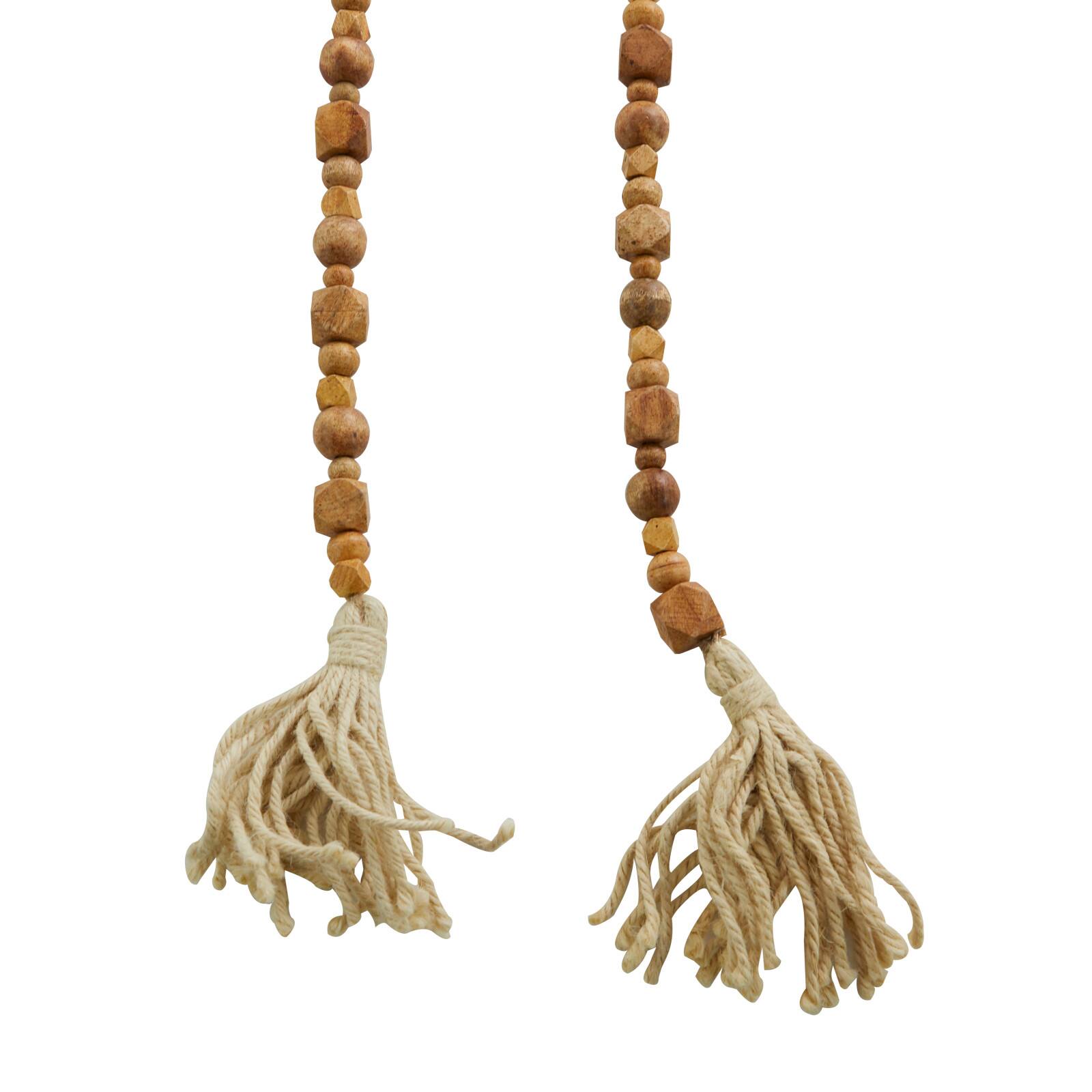 80&#x22; Geometric Wood Bead Garland with Tassels