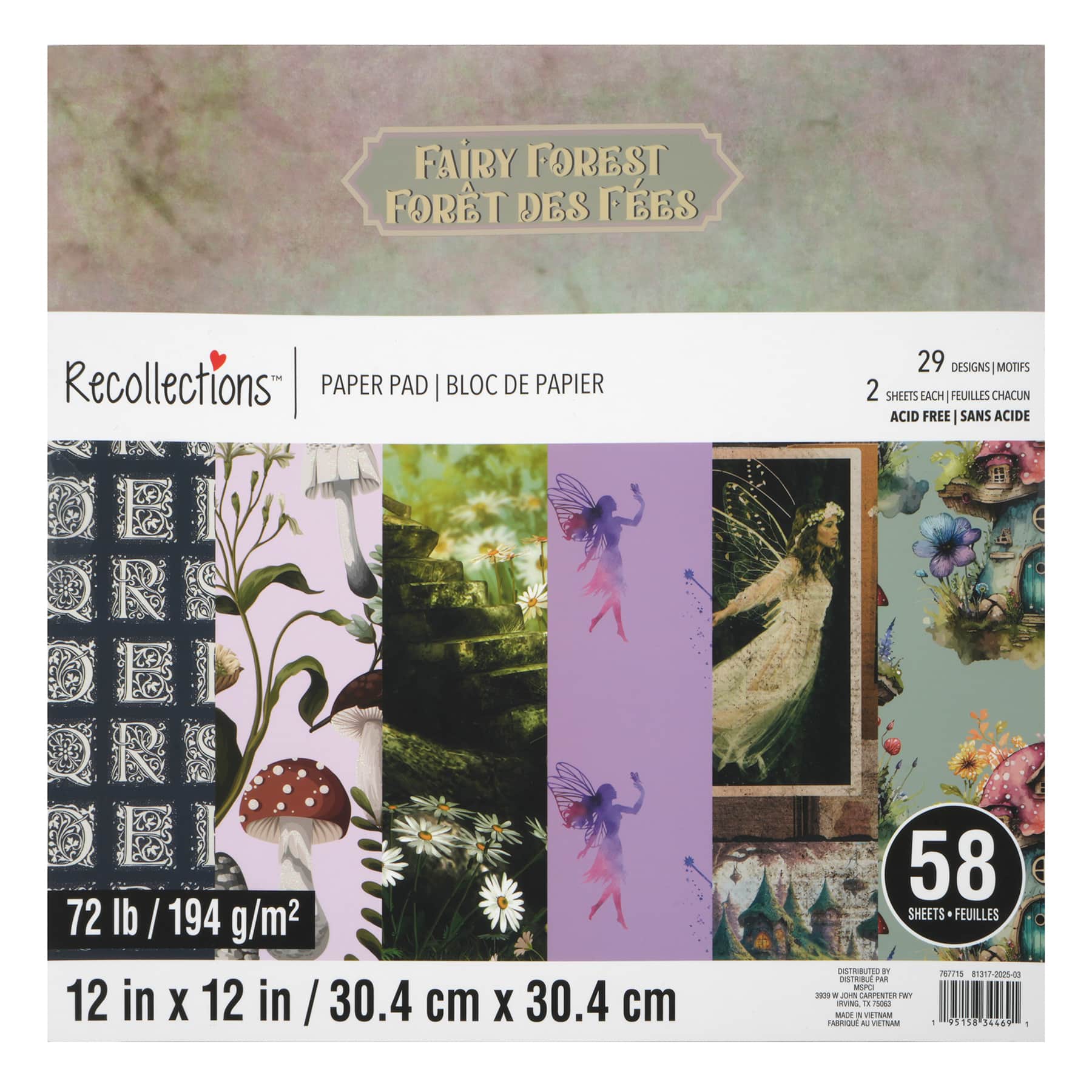 6 Pack: 12" x 12" Fairy Forest Paper Pad by Recollections™, 58 Sheets