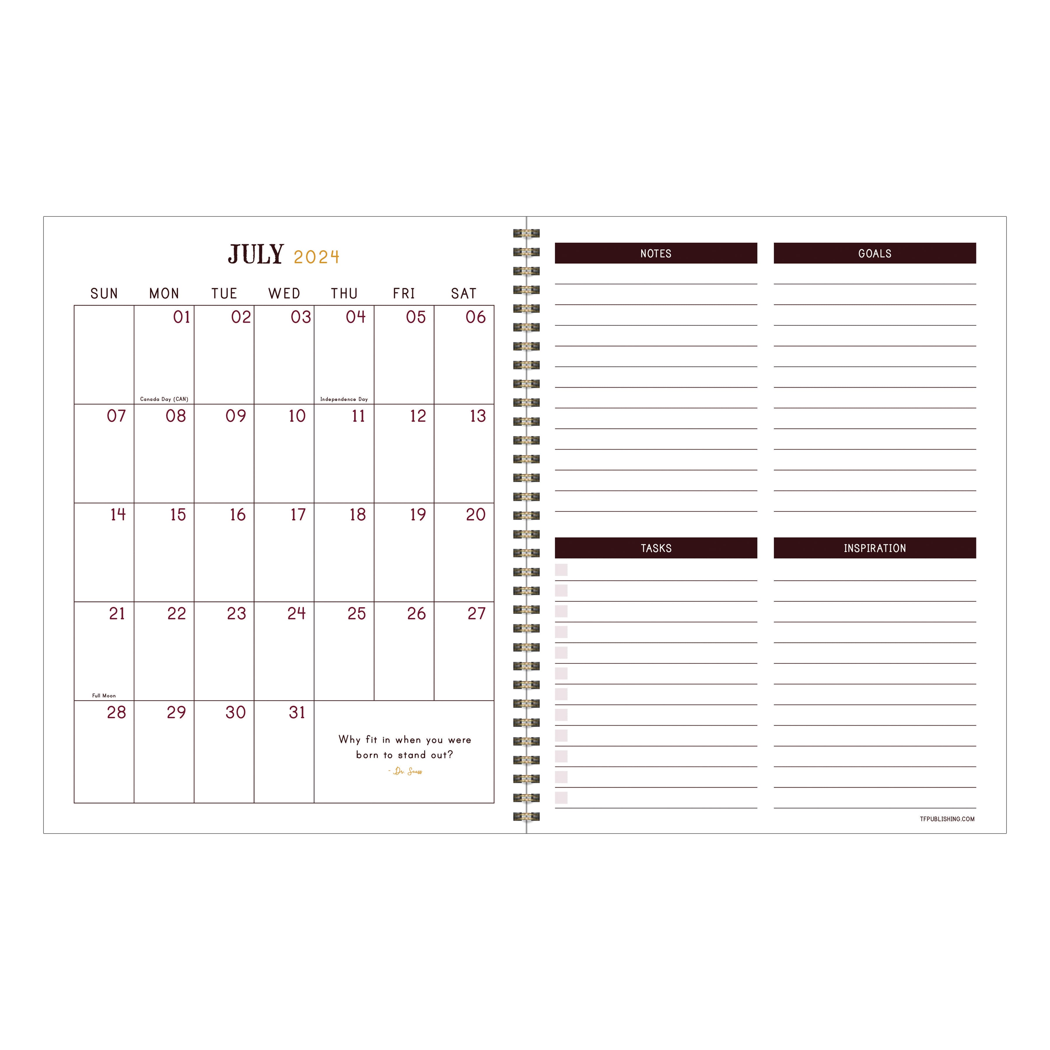 TF Publishing 2024 - 2025 Merlot Large Spiral Planner