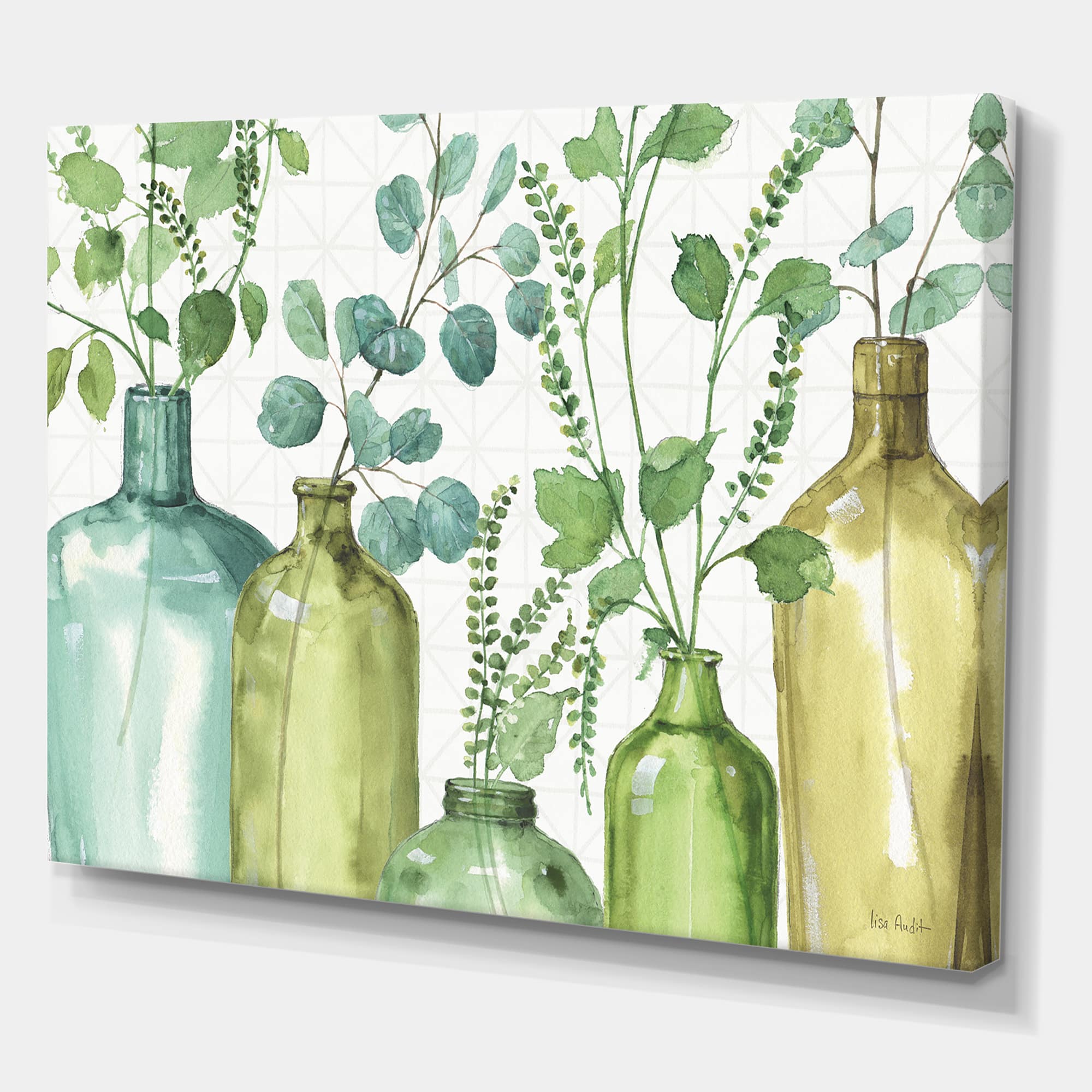 Designart - Mixed Botanical Green Leaves I0 - Cottage Premium Canvas Wall Art