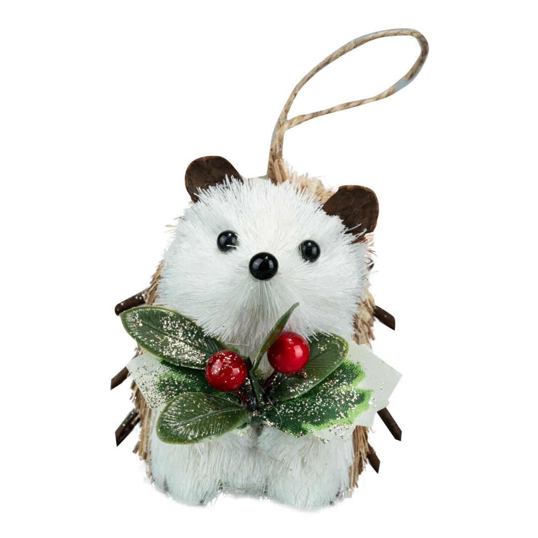 2.75&#x22; Natural Hedgehog with Holly Ornament by Ashland&#xAE;