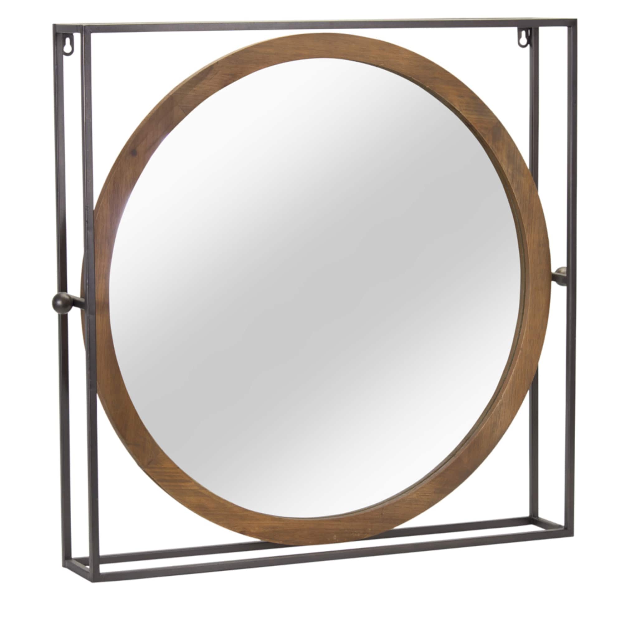 24.5" Brown Iron Wall Mirror
