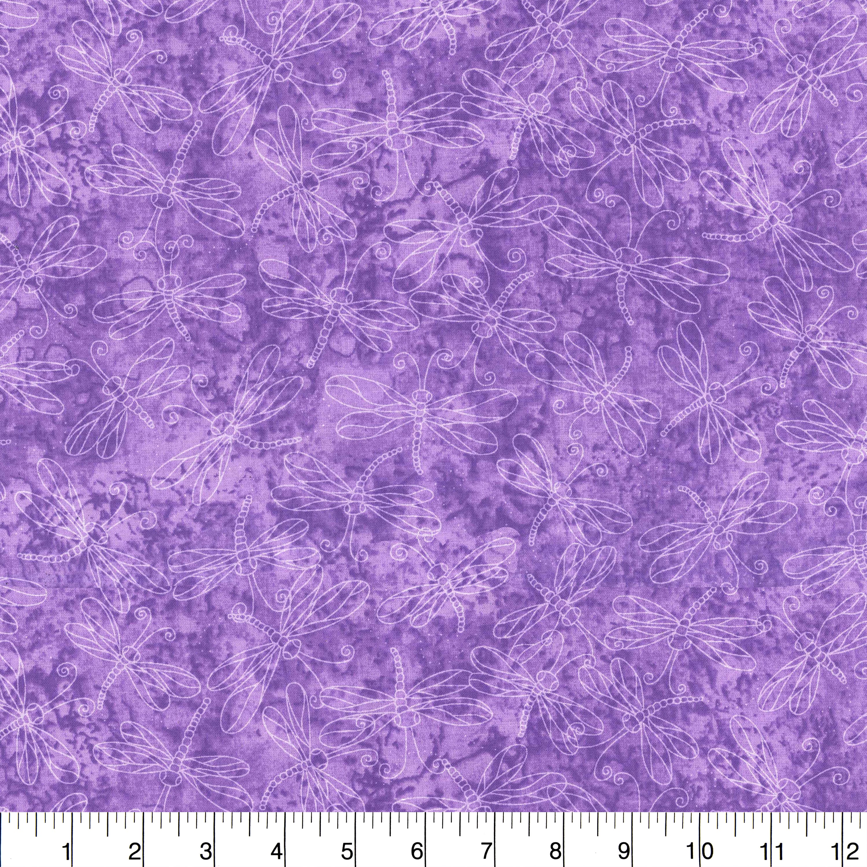 Fabric Traditions Lavender Sundrenched Dragonfly Cotton Fabric
