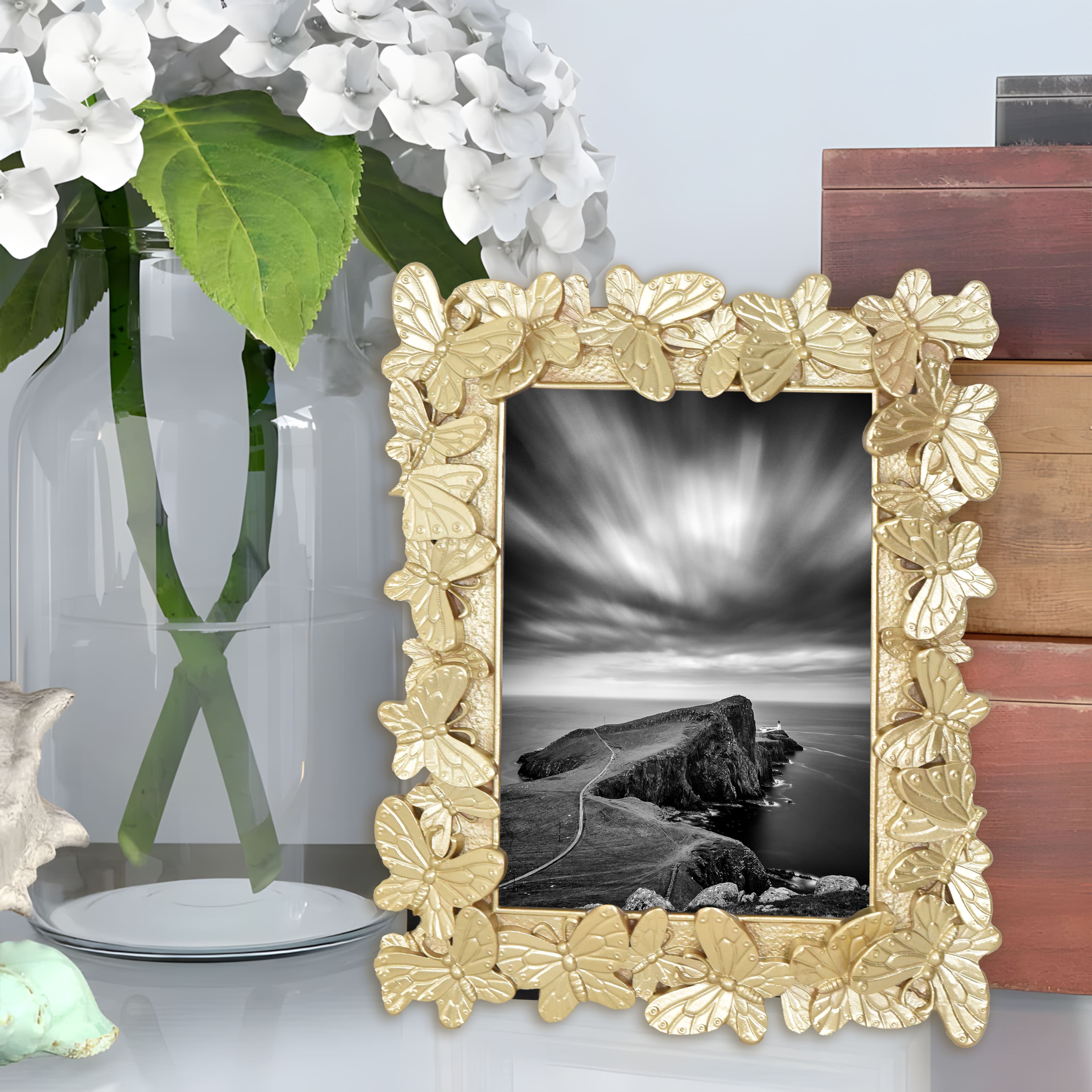 Treasured Finds 5" x 7" Gold Butterfly Tabletop Frame by Studio Décor®