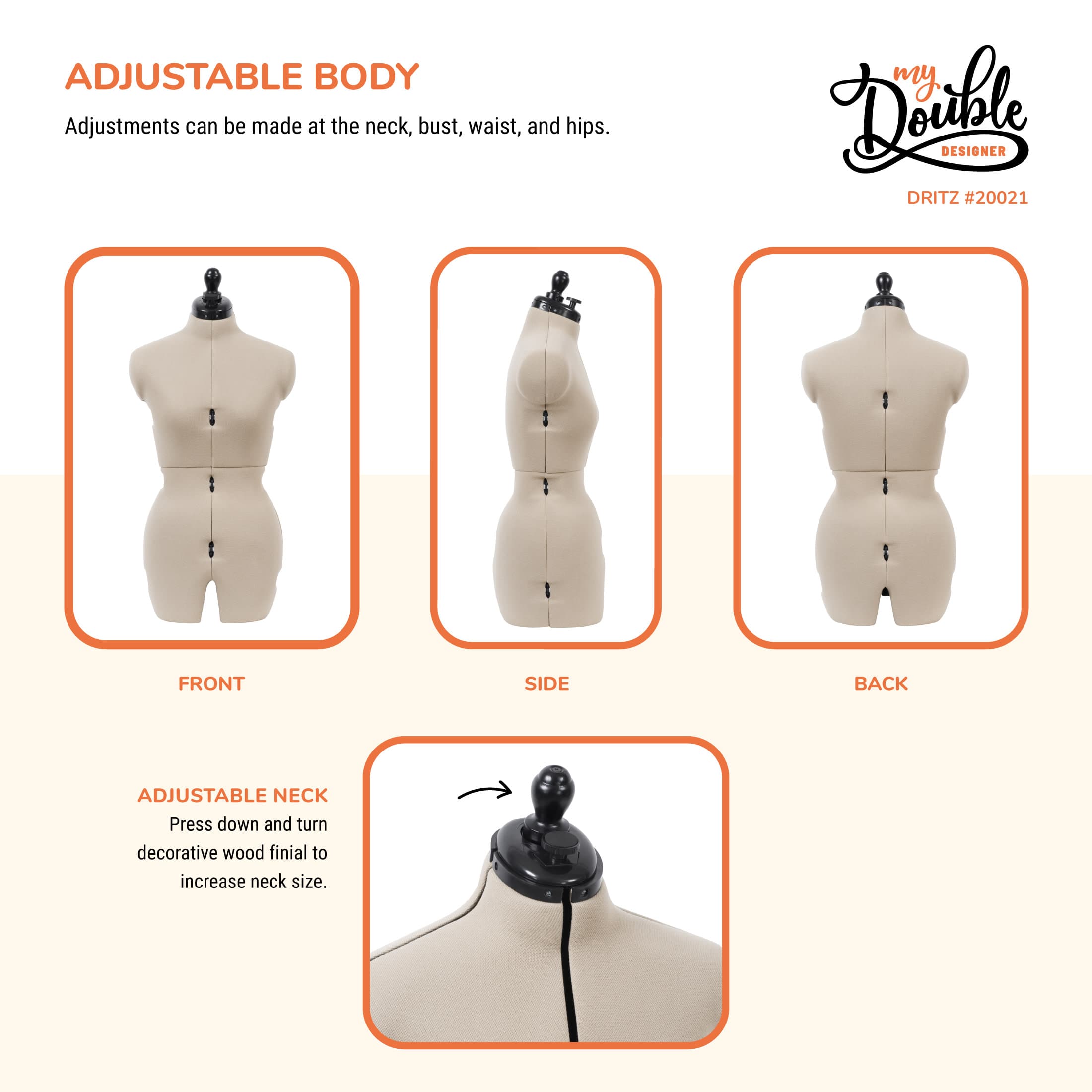 Dritz&#xAE; My Double Designer Small Dress Form with Adjustable Tri-Pod Stand