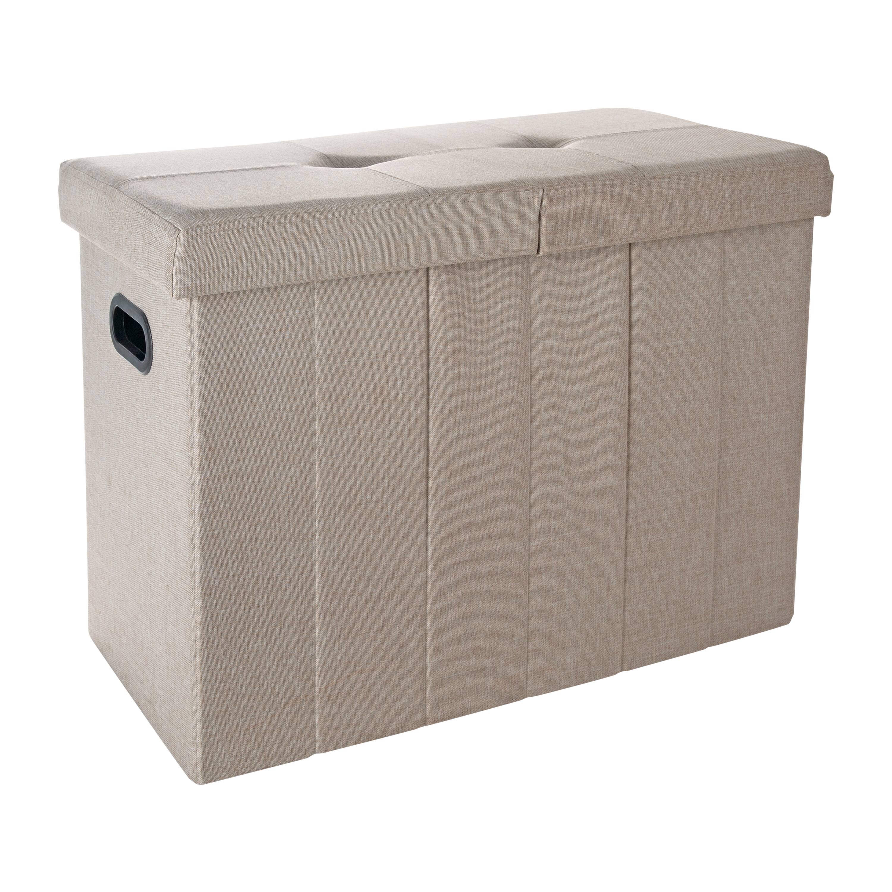 Simplify Natural Collapsible Flip Top Hamper Ottoman