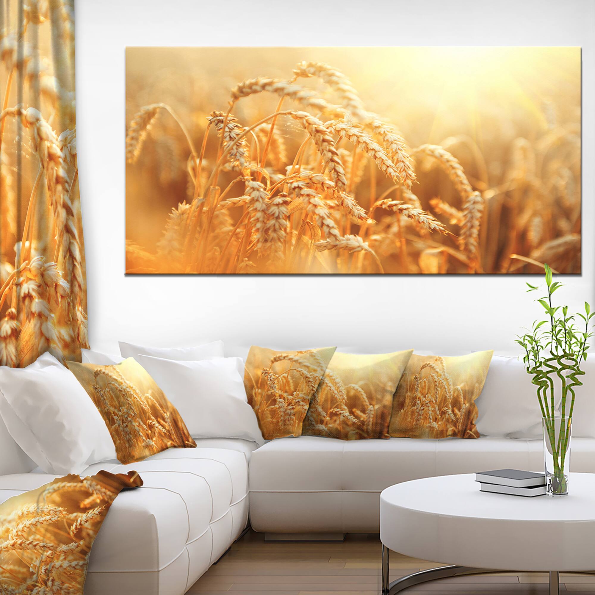 Designart - Ears of Golden Wheat Close up - Large Landscape Canvas Art