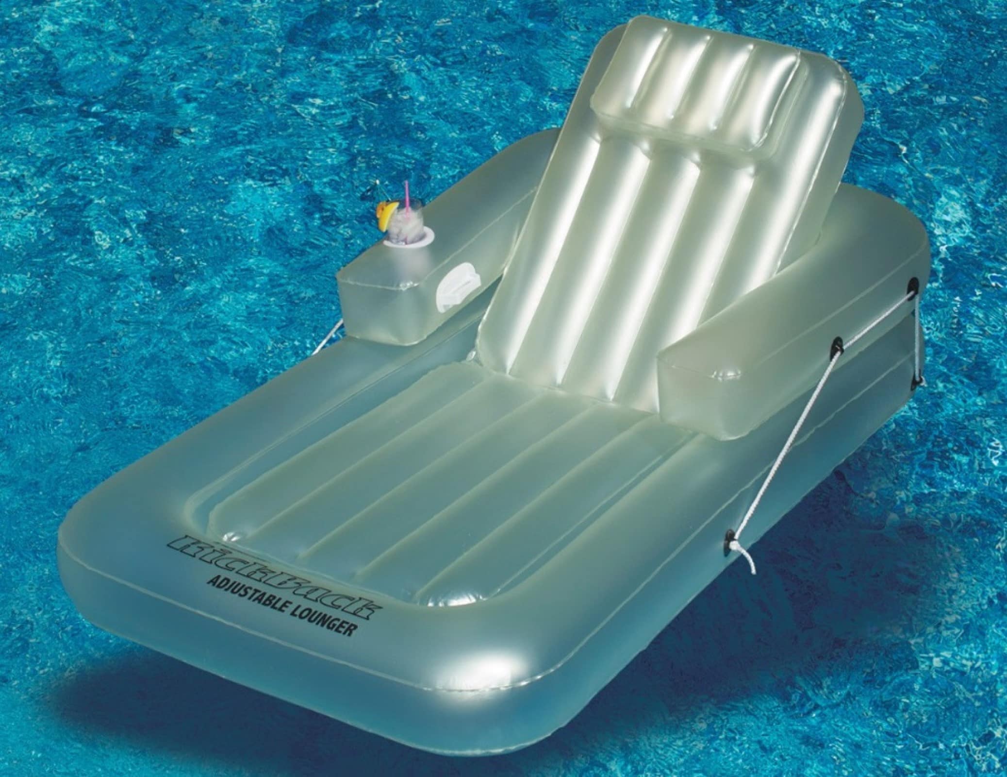 74&#x22; Inflatable Light Blue Water Sports Kickback Adjustable Lounger Raft