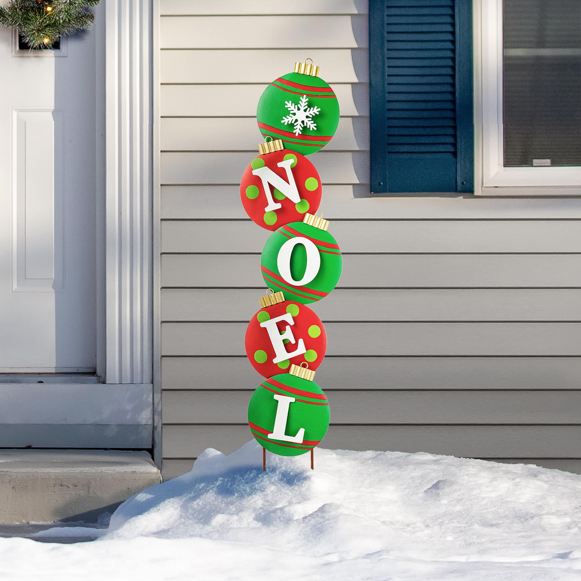 Glitzhome&#xAE; 42&#x22; Metal NOEL Ornament Yard Stake/Wall D&#xE9;cor